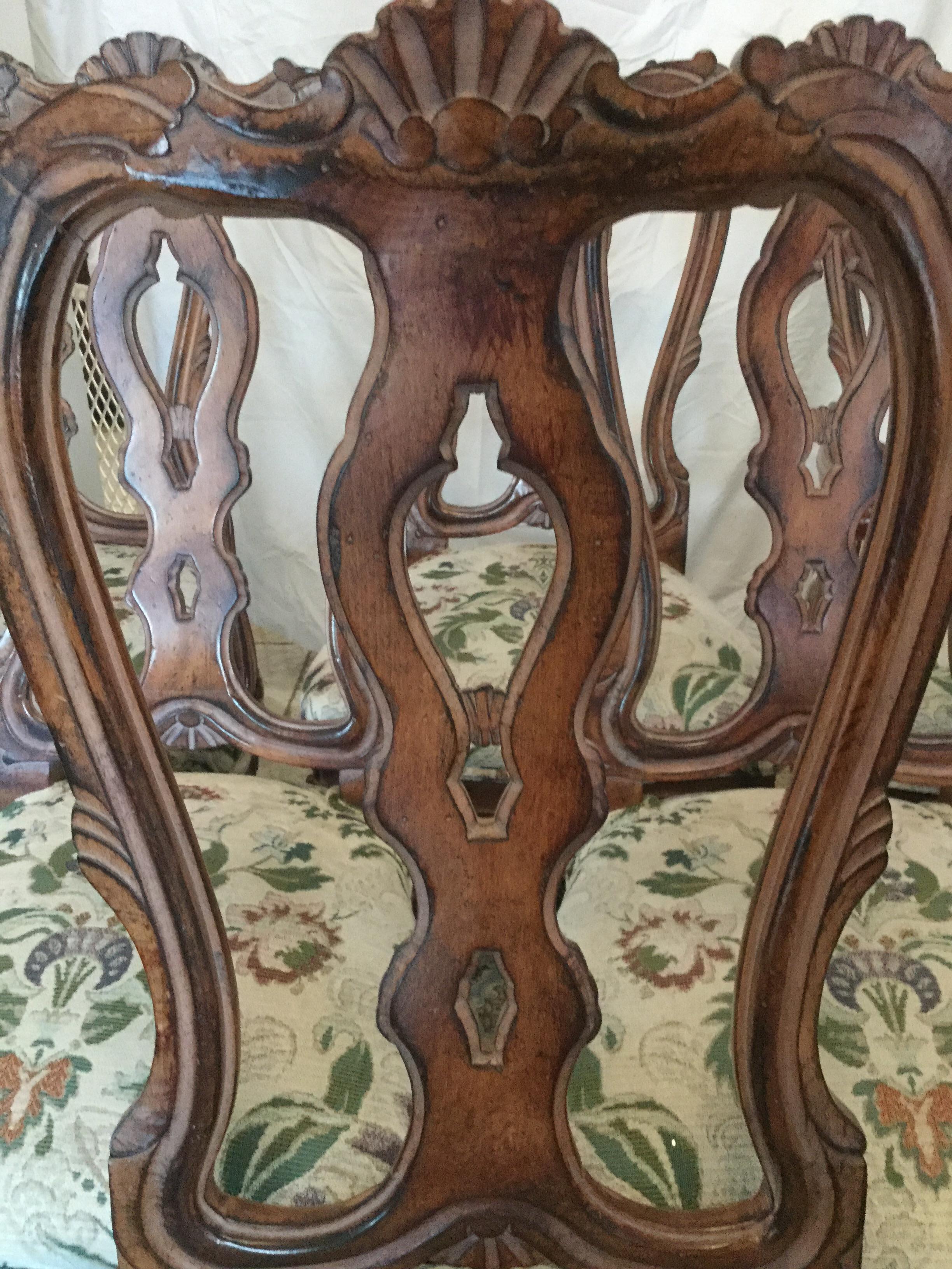 Louis XV Rococo Style Set of Six Dinning Chairs For Sale 3