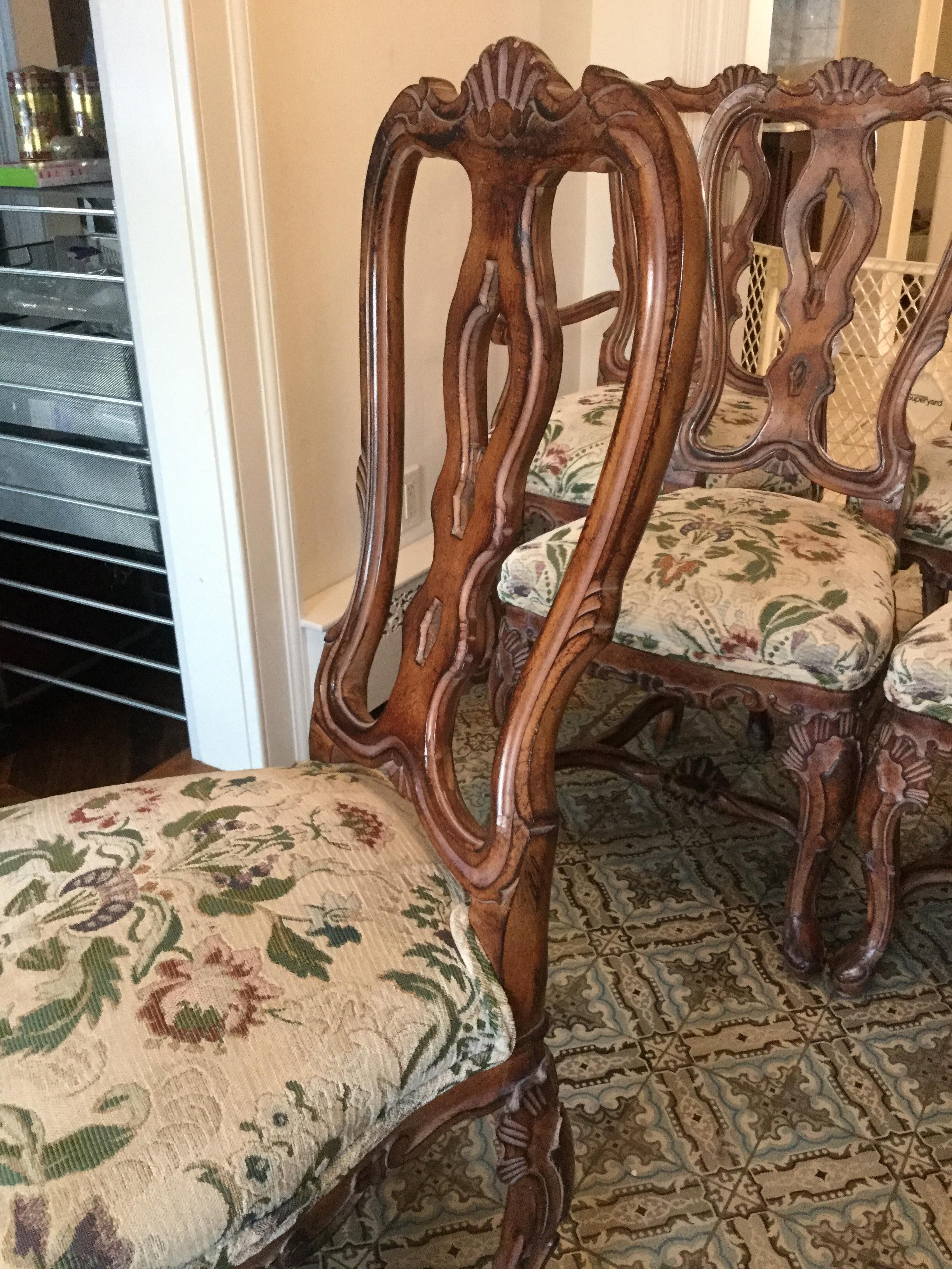 Italian Louis XV Rococo Style Set of Six Dinning Chairs For Sale
