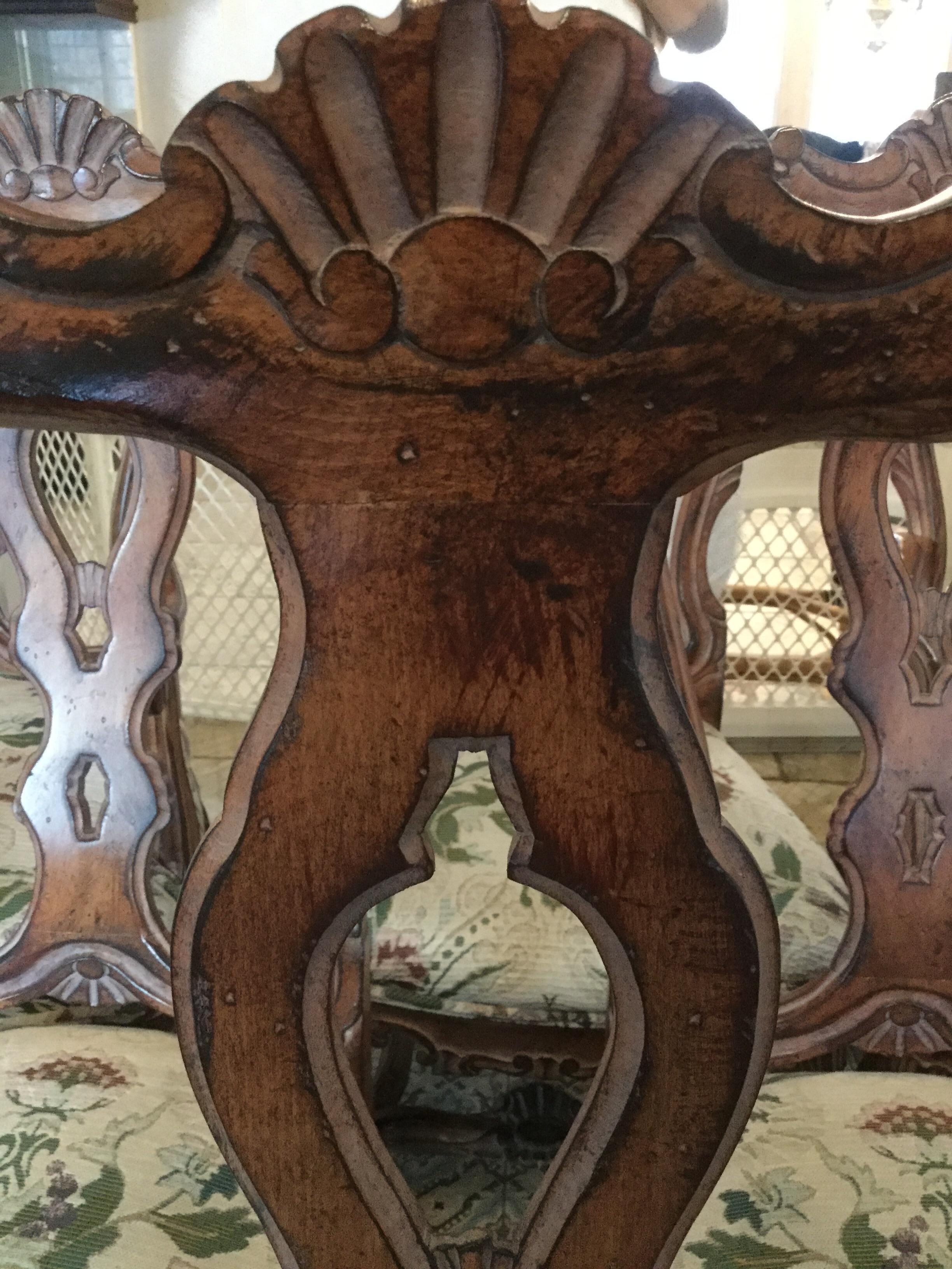 Louis XV Rococo Style Set of Six Dinning Chairs For Sale 2