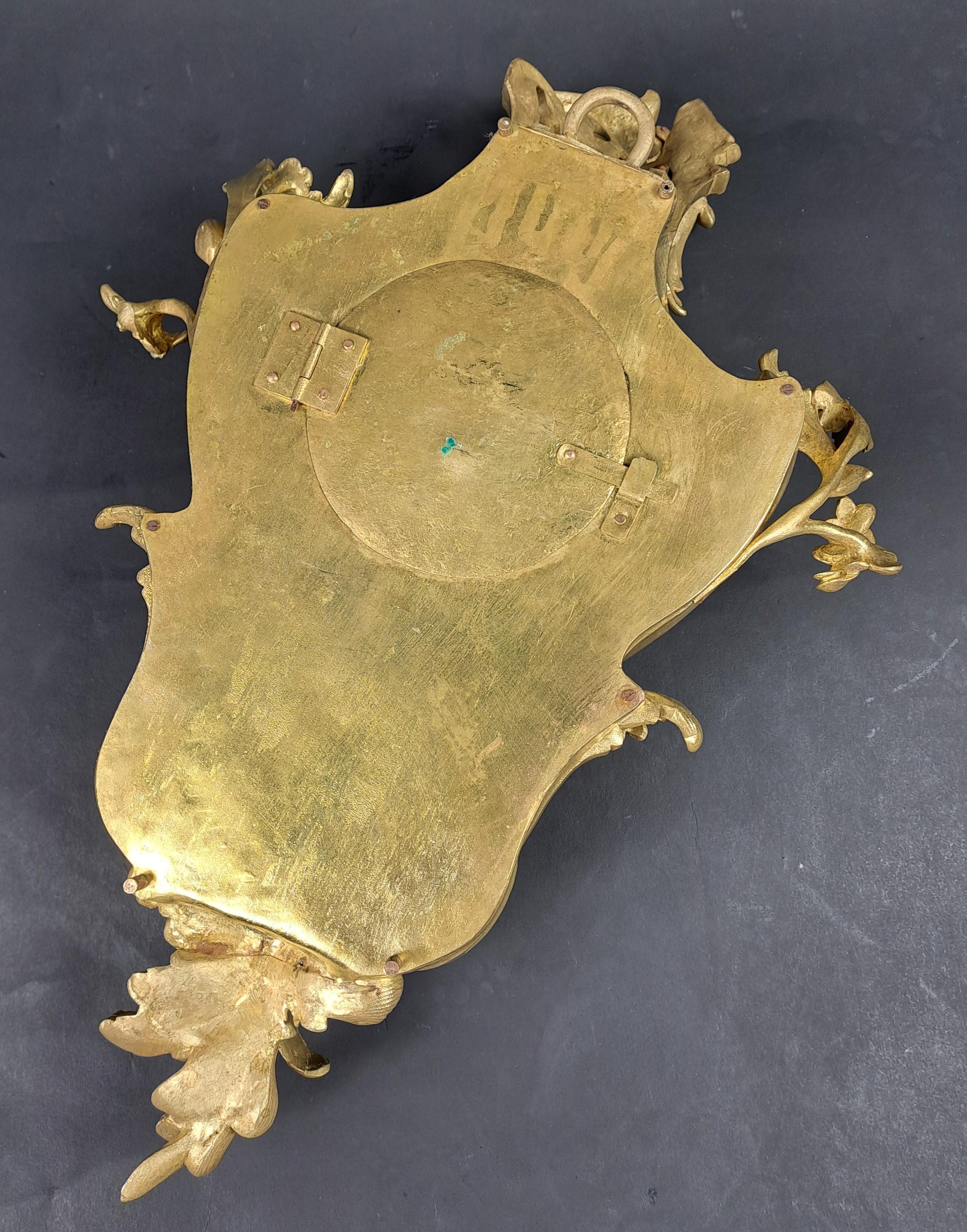 Louis XV Rococo Style Wall Clock In Gilt Bronze For Sale 6