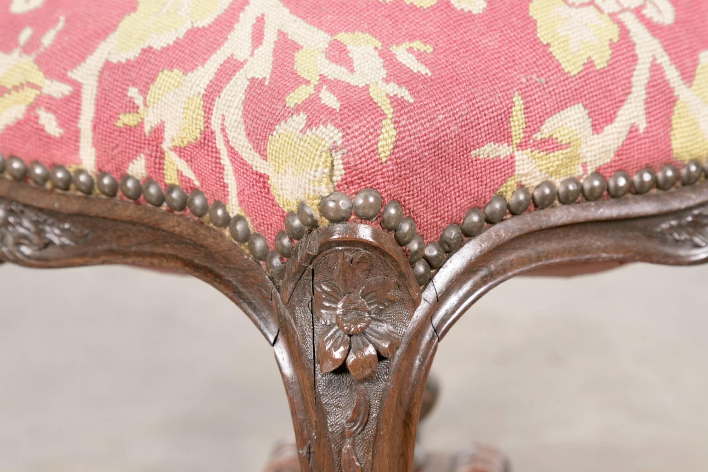 Late 19th Century Louis XV Rosewood Court Tabouret or Footstool