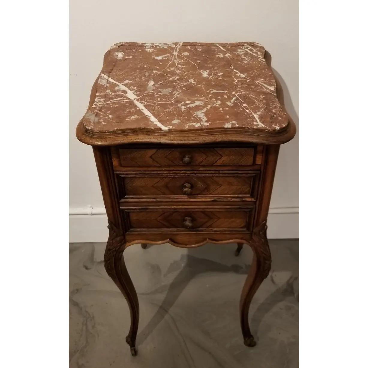 Marble Louis XV Rosewood Nightstand