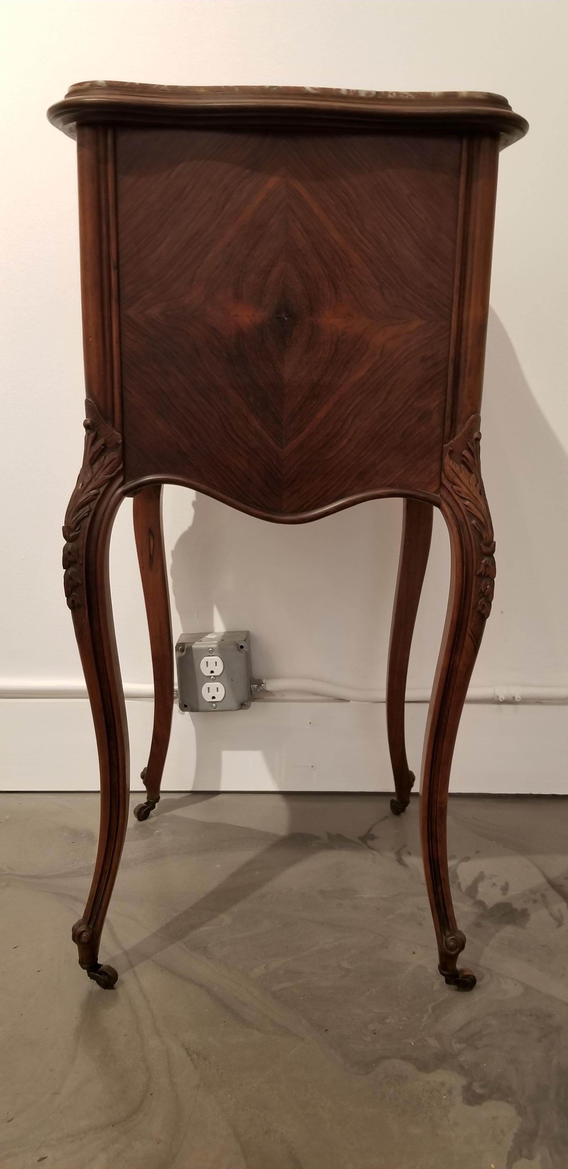 Marble Louis XV Rosewood Nightstand For Sale