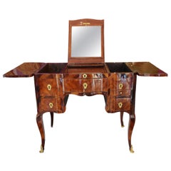 Antique Louis XV Rosewood Veneered Parquetry Design Dressing Table