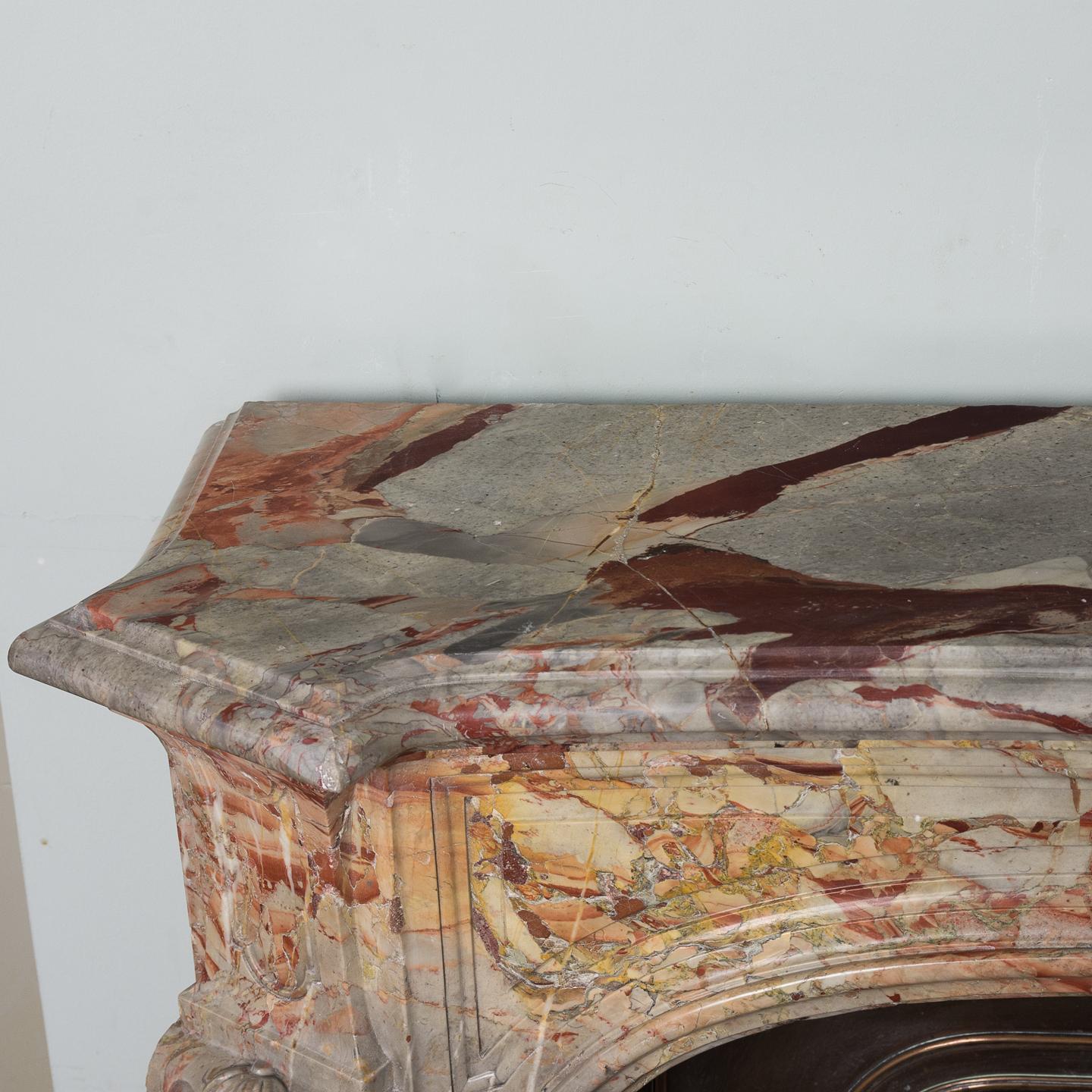 French Louis XV Sarrancolin Marble Fireplace