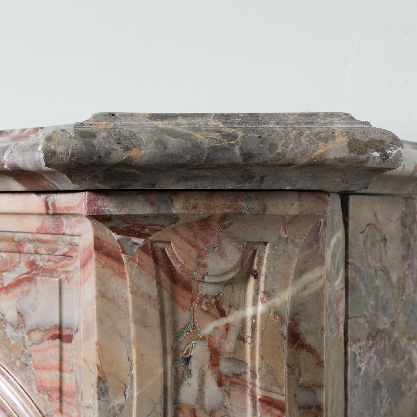 Carved Louis XV Sarrancolin Marble Fireplace