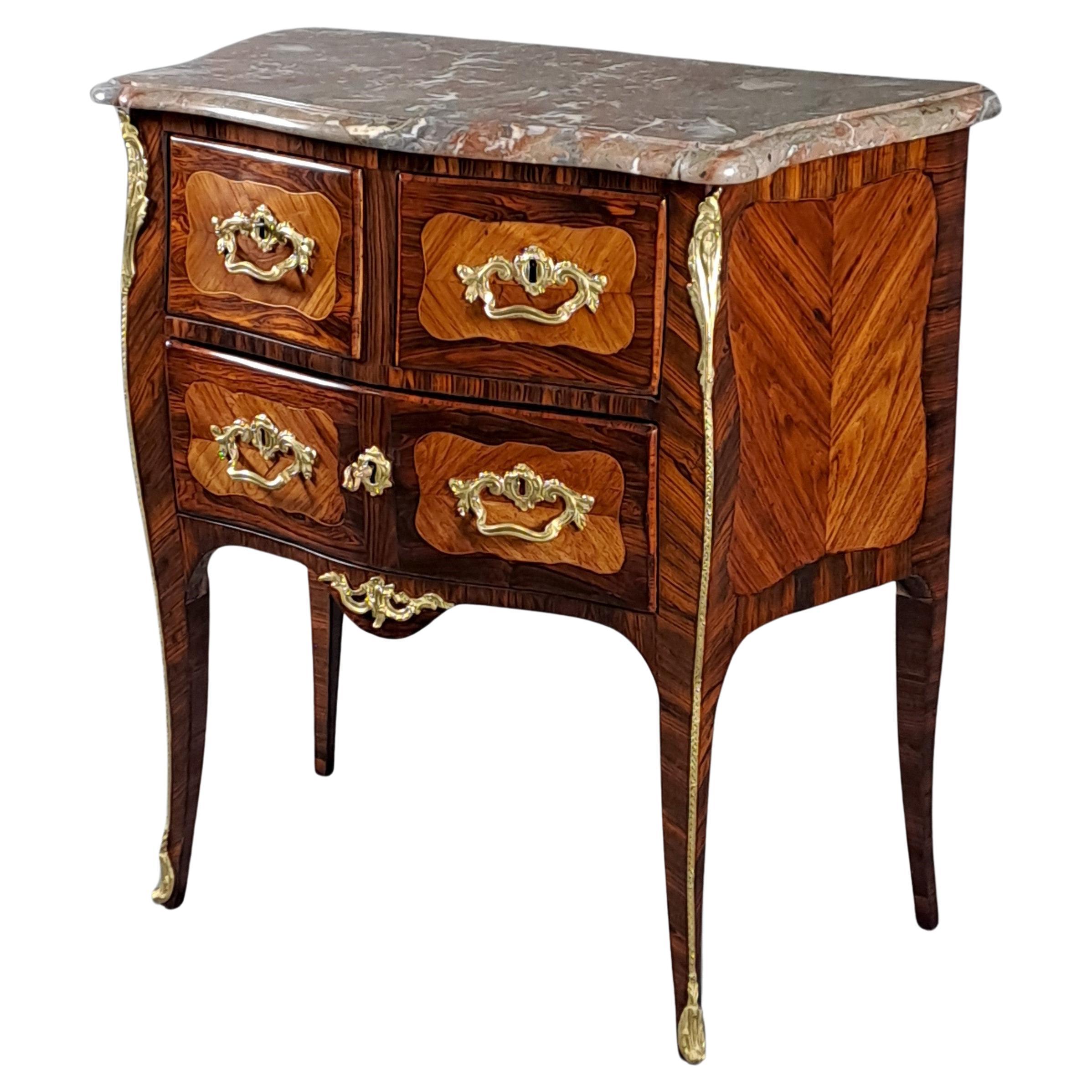 Louis XV Sauteuse Commode In Rosewood Marquetry