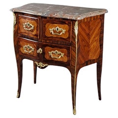 Commode Sauteuse Louis XV en marqueterie de bois de rose