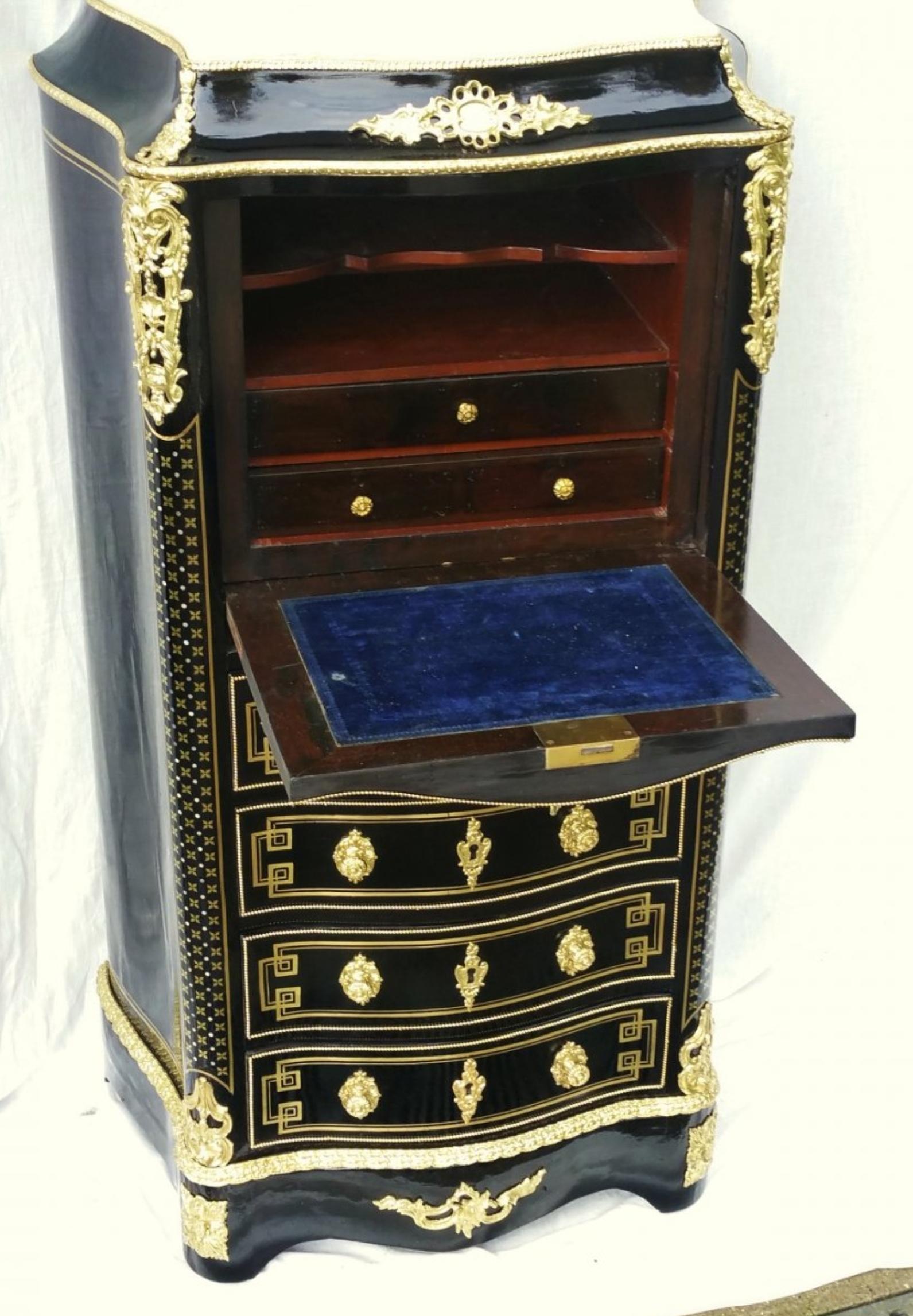 French Louis XV Secretary in Boulle Marquetry, France, 19th Century