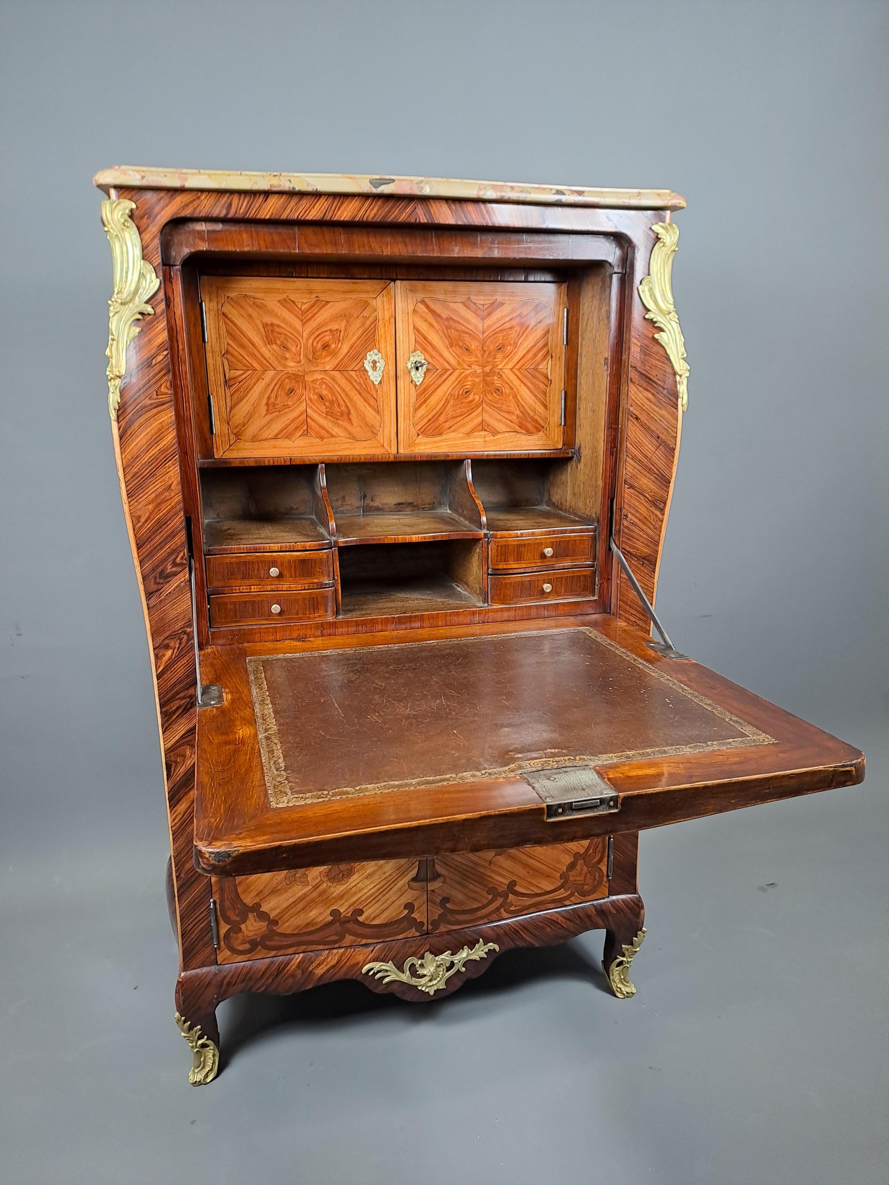 Louis XV Secretary In Floral Marquetry For Sale 3