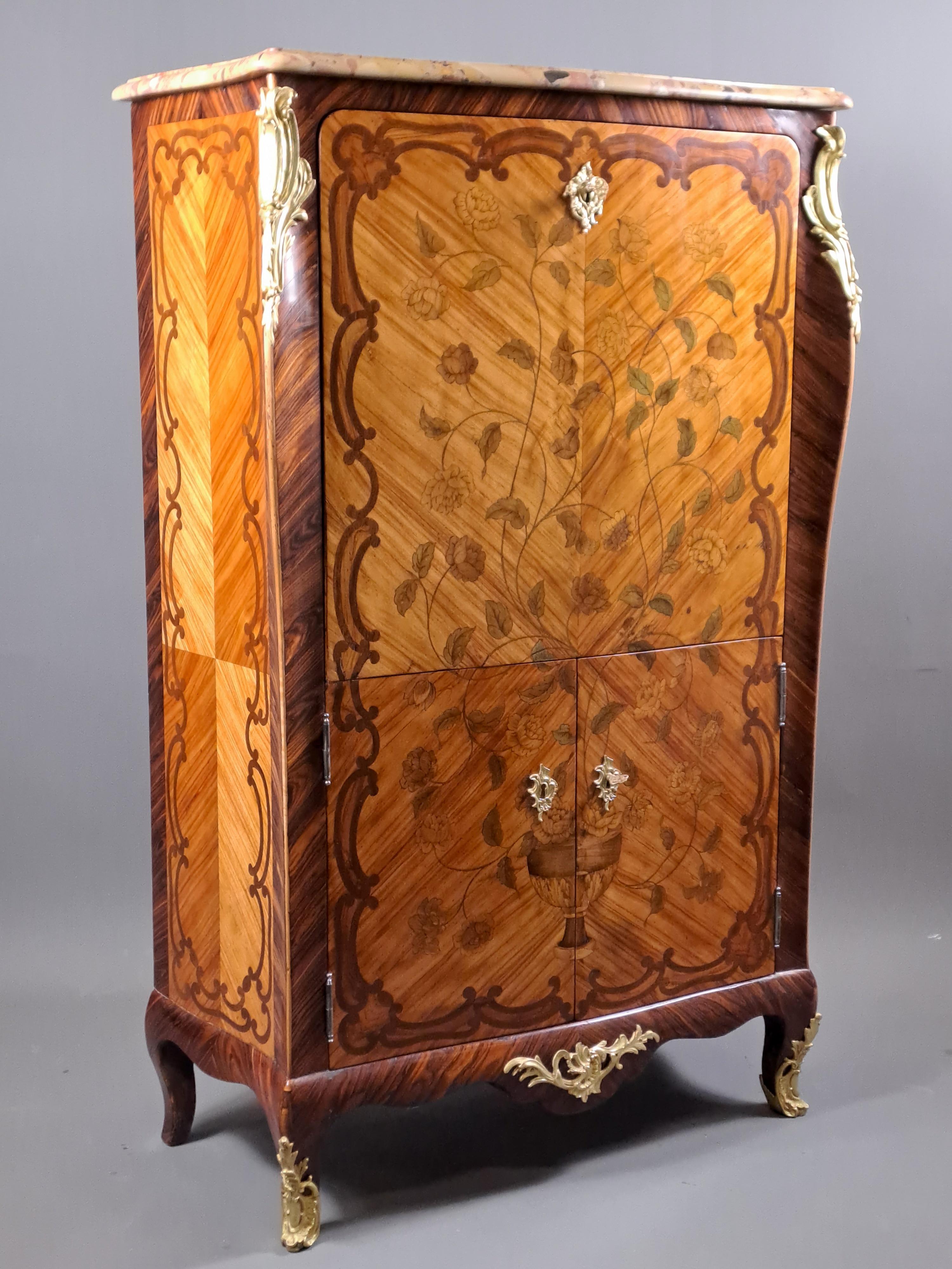 Louis XV Secretary In Floral Marquetry For Sale 4