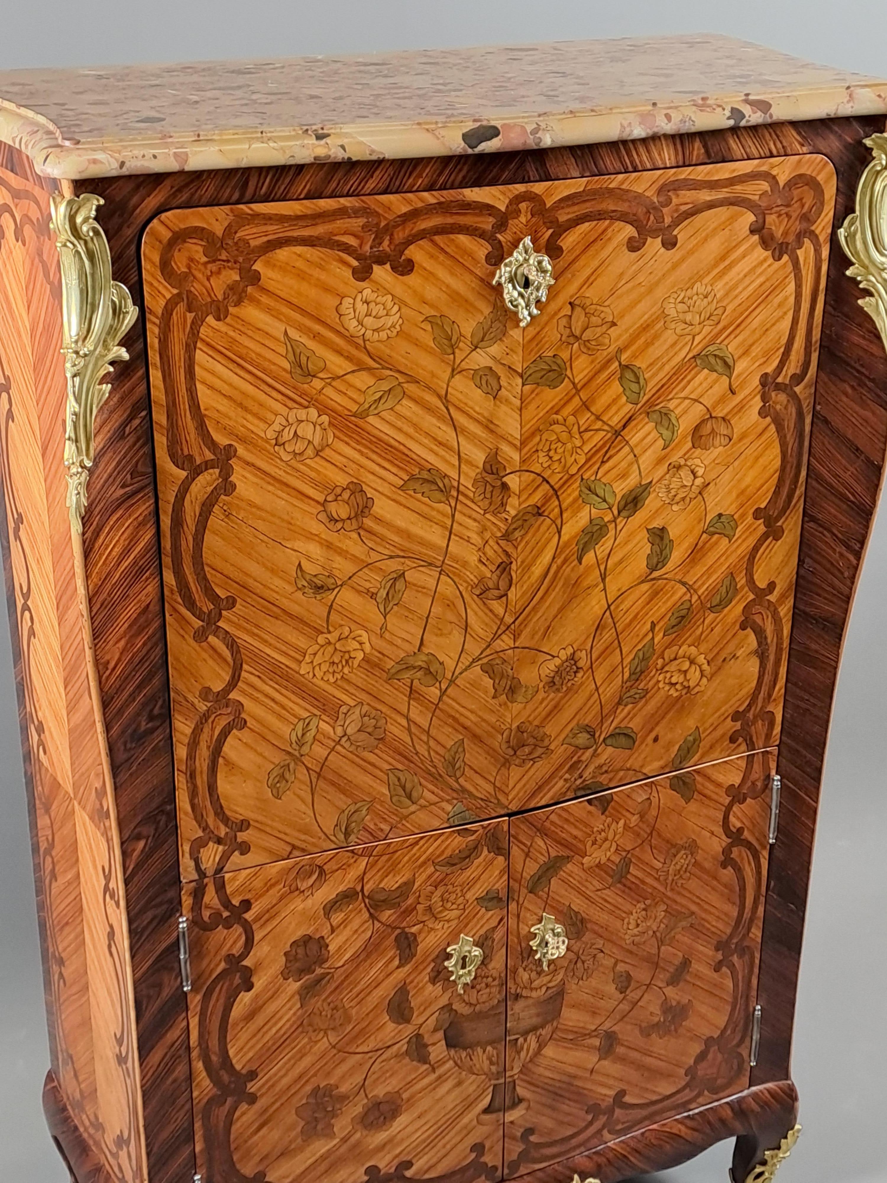 18th Century Louis XV Secretary In Floral Marquetry For Sale