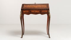 19th Century Louis XV Secretary Desk, Rococo Style with Brass Accents