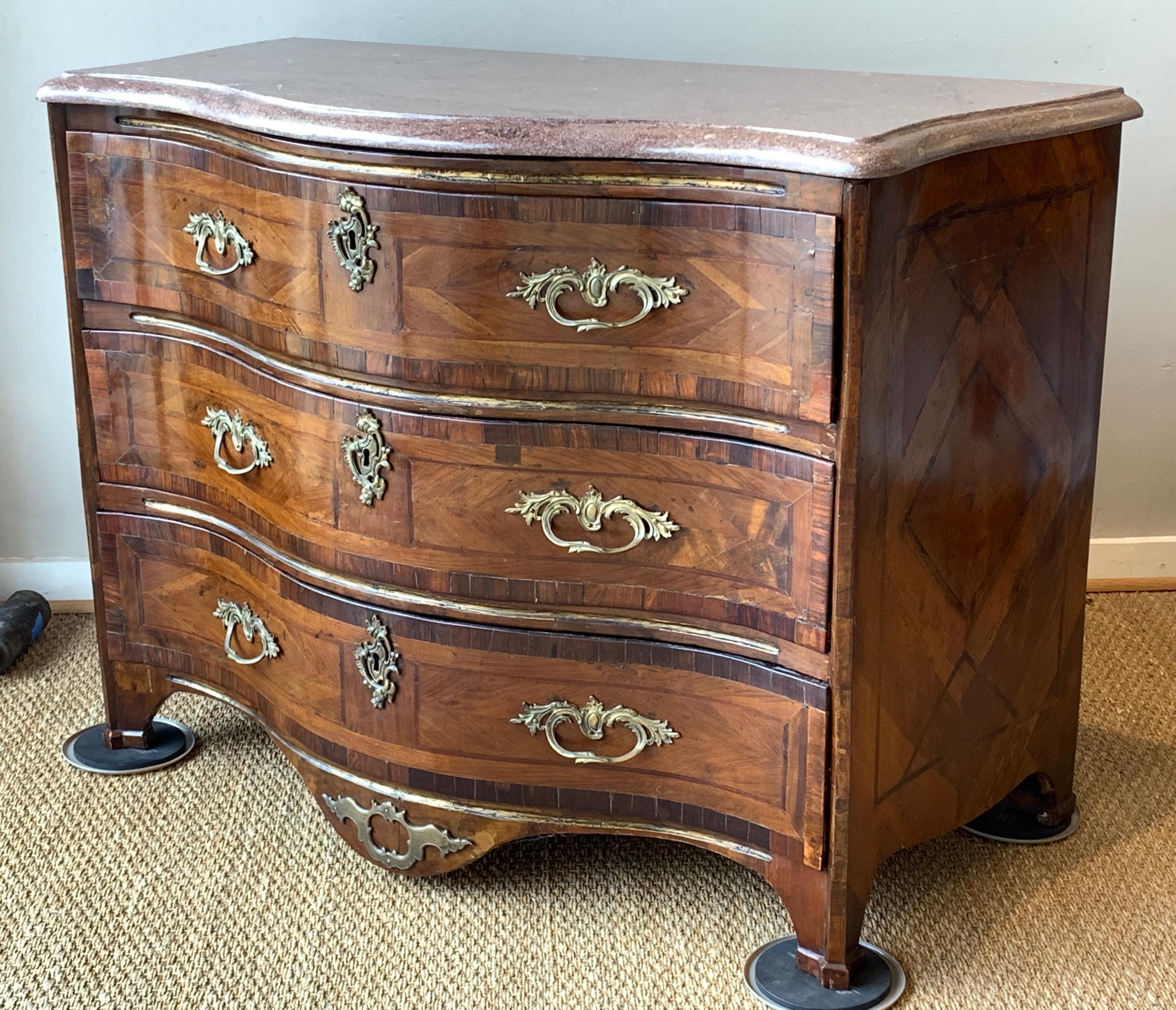 Hand-Crafted Louis XV Serpentine Front Commode