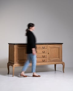 Louis XV Sideboard, Dark Two-Tone Oak, Five Drawers, French, 1940s