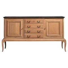Louis XV Sideboard, Dark Two-Tone Oak, Five Drawers, French, 1940s