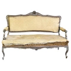 Suite/divano da salotto o da salotto Luigi XV in argento e legno dorato intagliato a tre pezzi