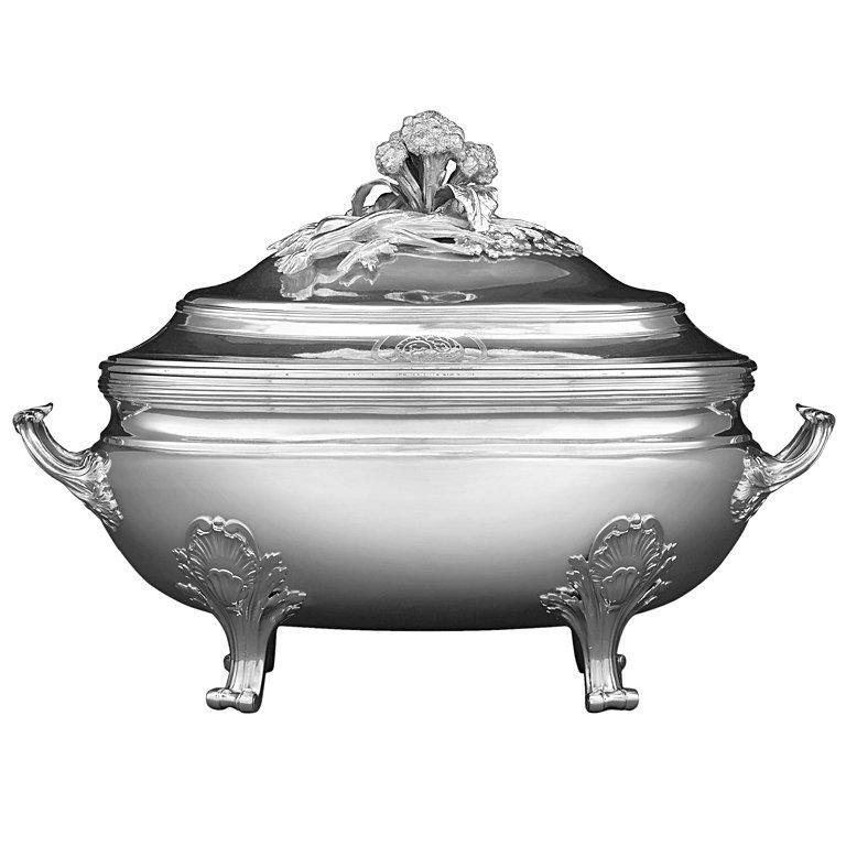 Louis XV Silver Tureen by Jean-Baptiste-Francois Chéret For Sale