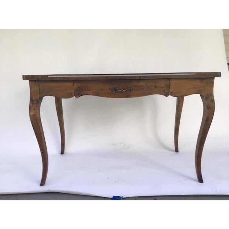 Louis Xv Single Drawer Provincial Style Stained Wood Bureau Plat