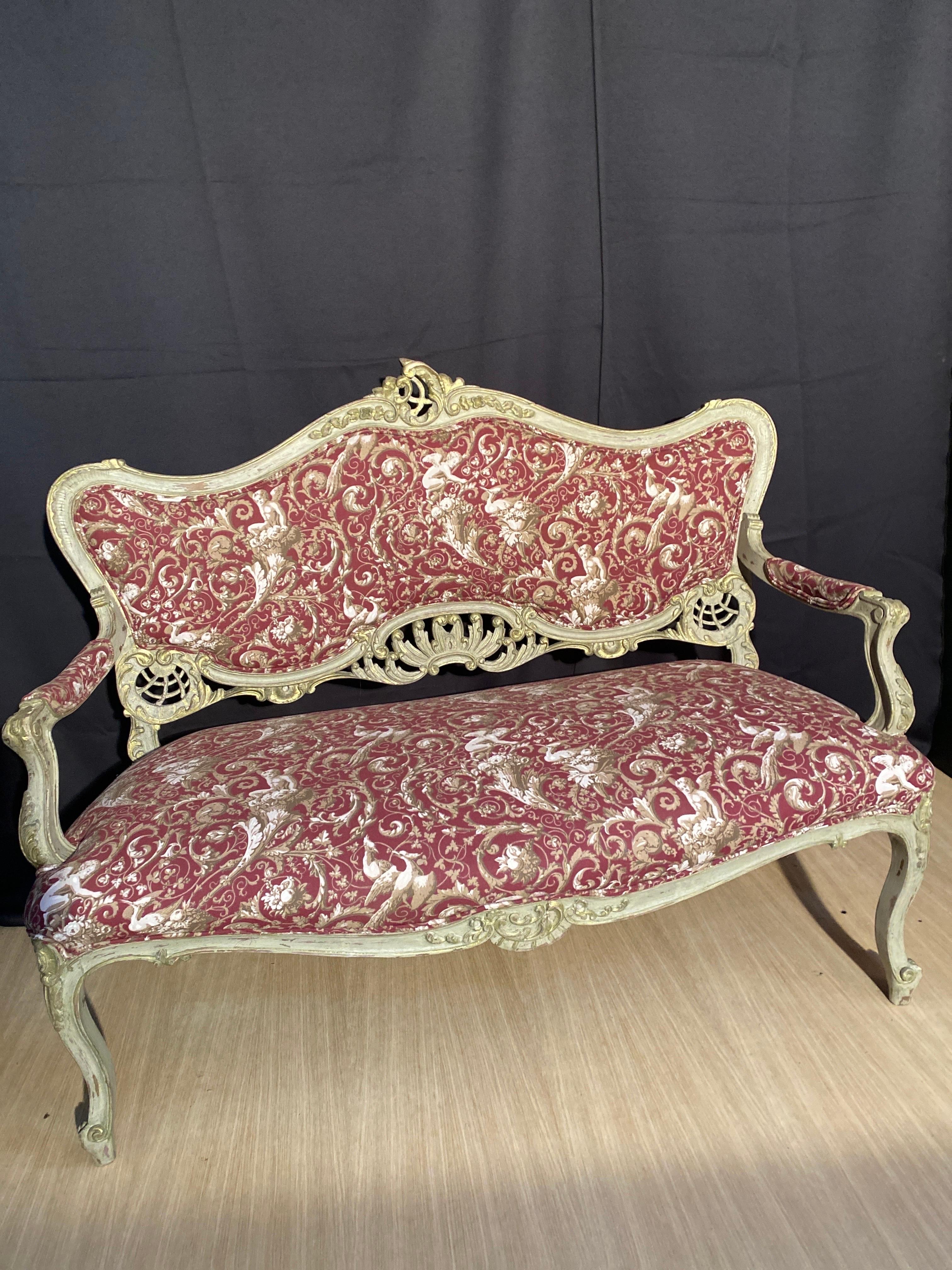 louis xv sofa dating from the 19th century polychrome For Sale 5