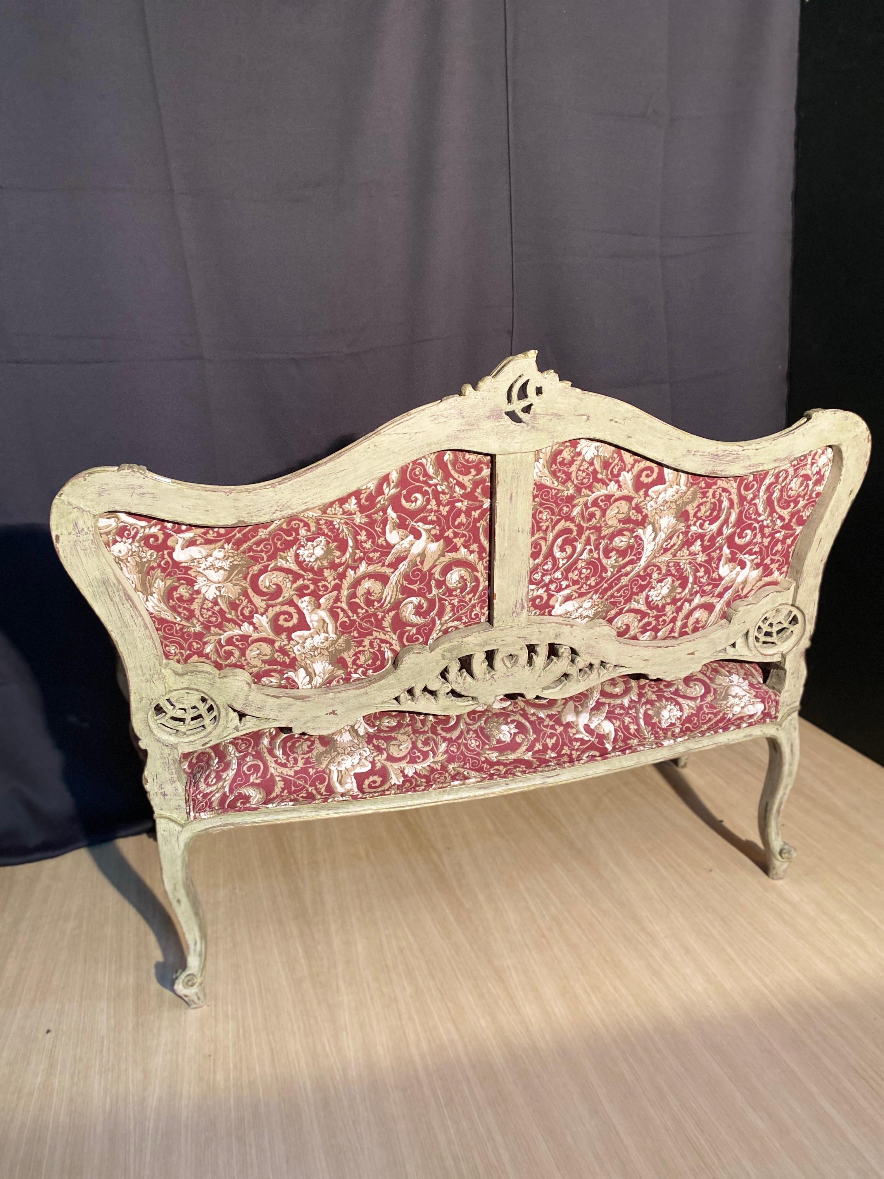 louis xv sofa dating from the 19th century polychrome For Sale 7