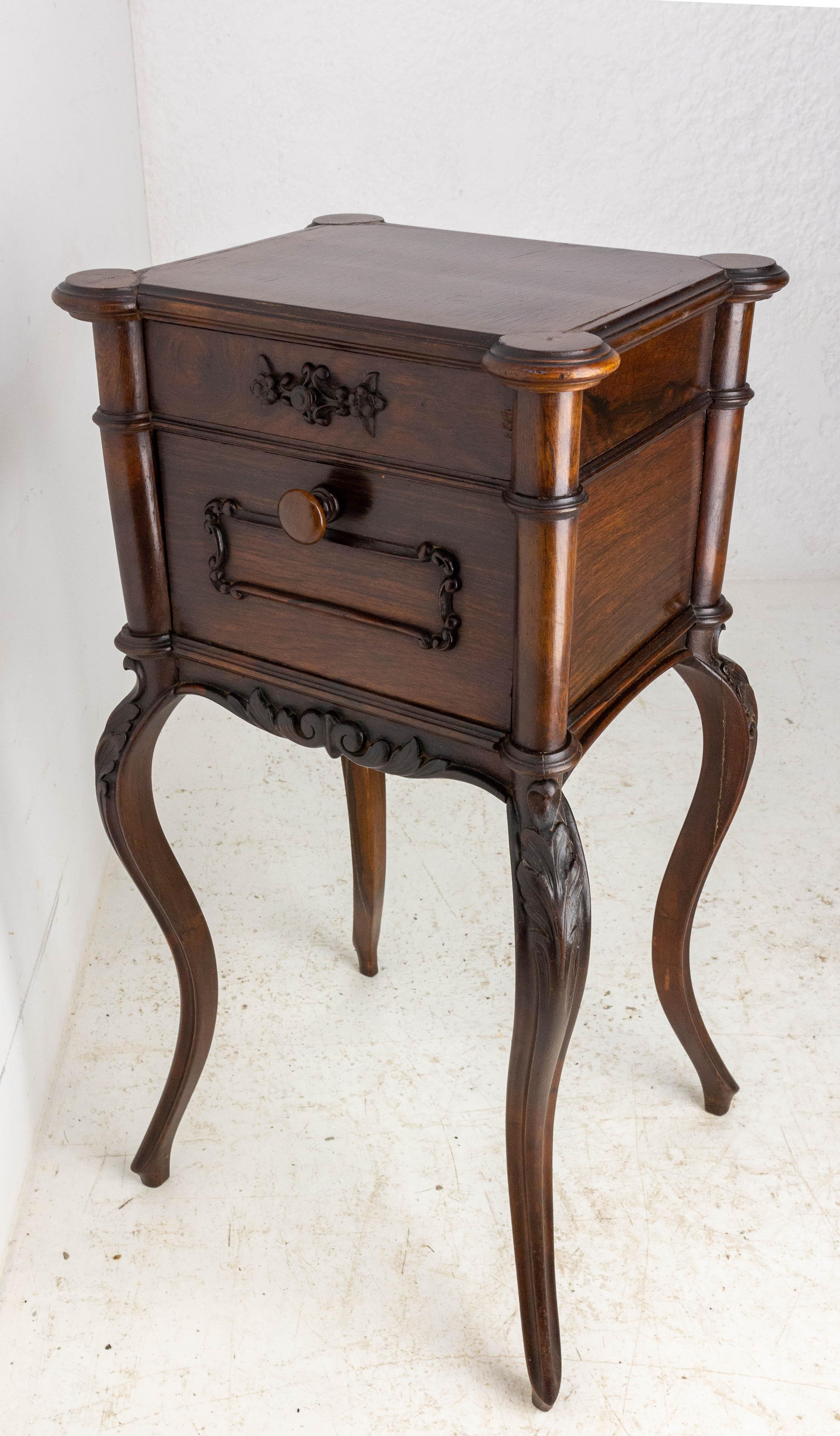 Louis XV St. Side Cabinet Nightstand French Chestnut Bedside Table, Late 19th C. For Sale 1