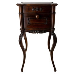 Louis XV St. Side Cabinet Nightstand French Chestnut Bedside Table, Late 19th C.