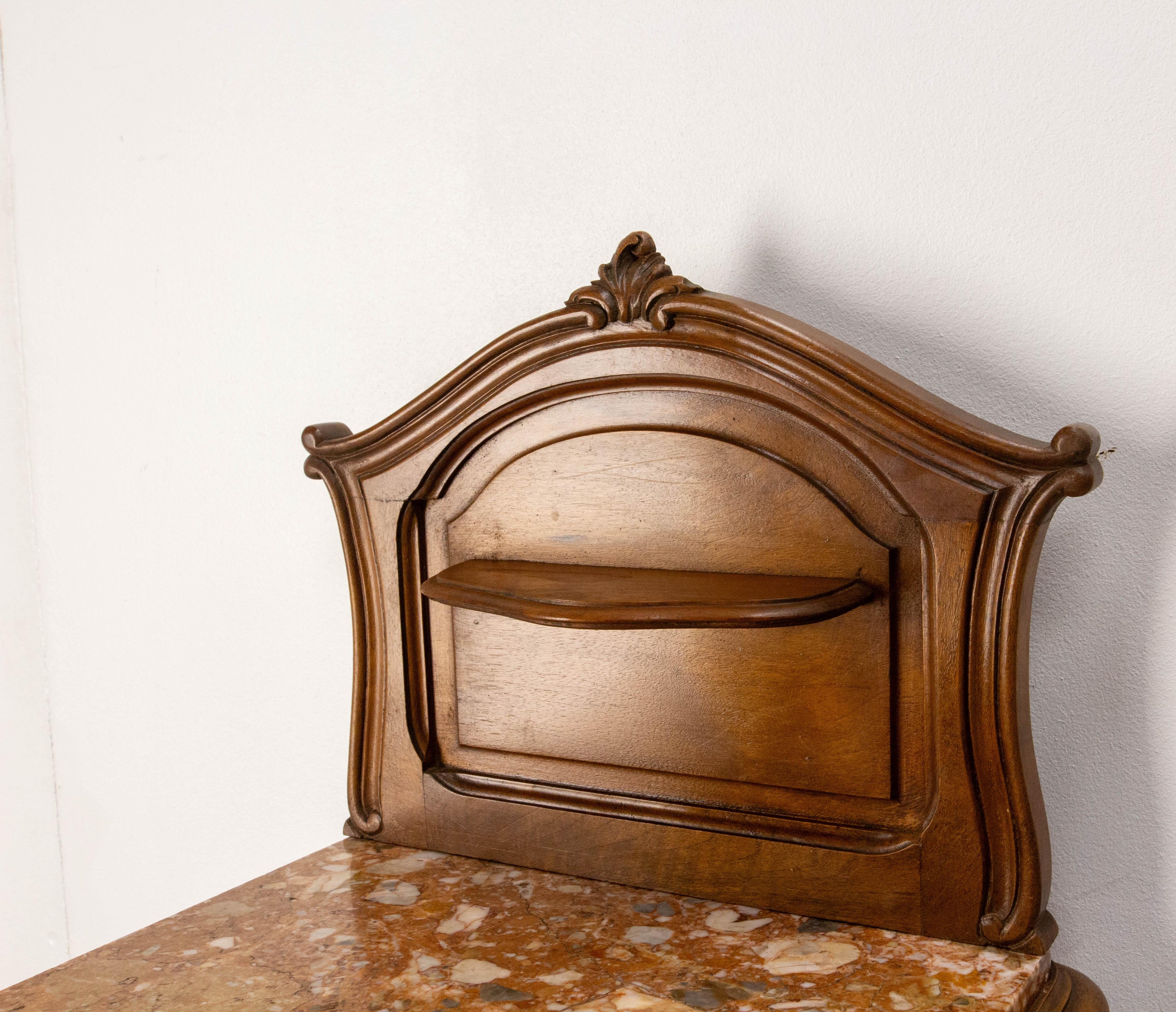 Louis XV St Side Cabinet Nightstand French Walnut Bedside Marbletop Table c 1900 2