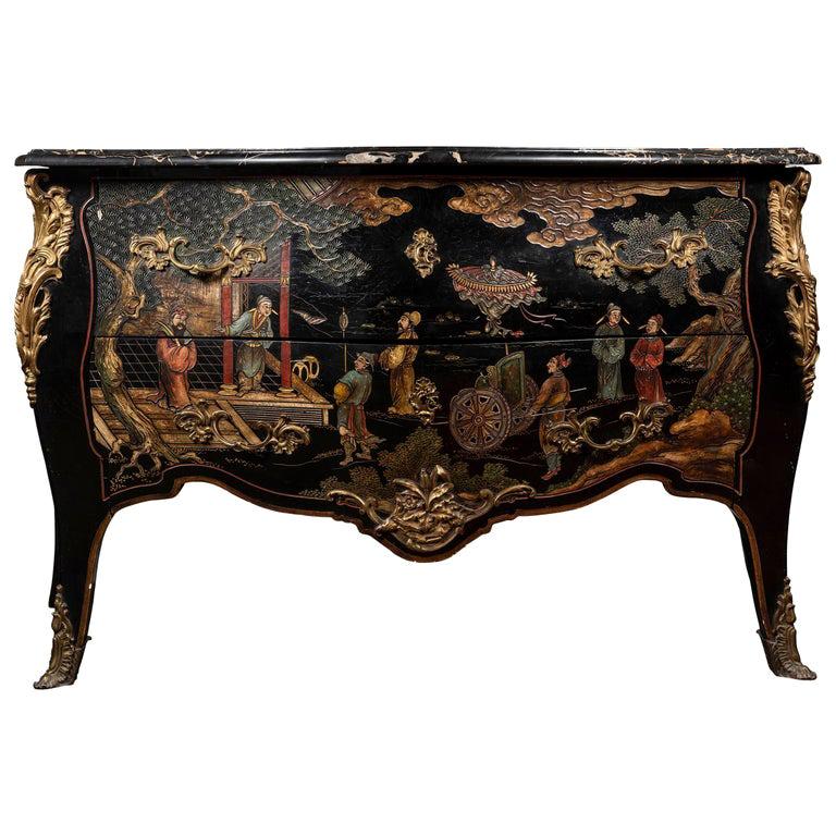 Louis XV Style 19th Century Chinoiserie Commode in the Style of Jacques Dubois