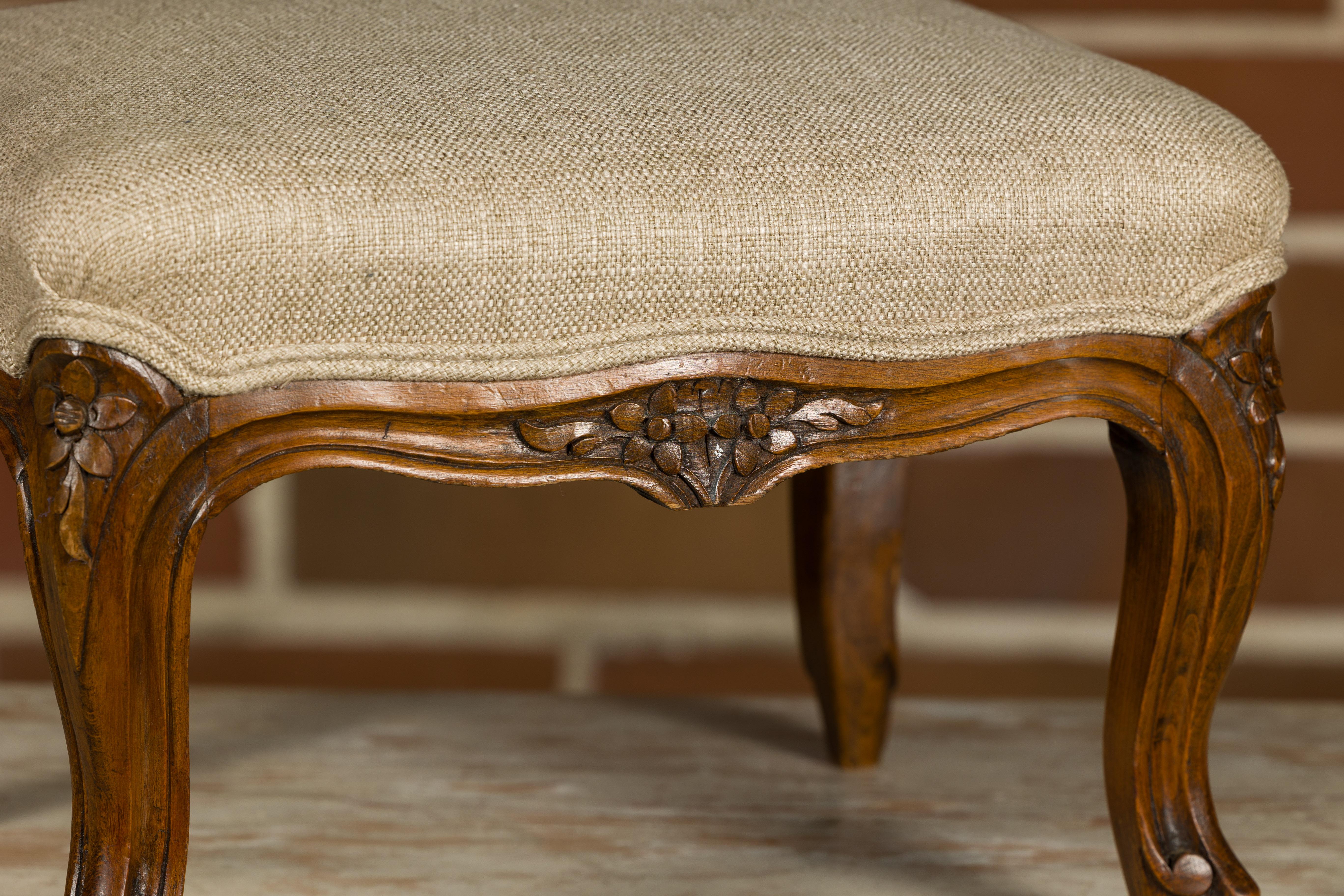Louis XV Style 19th Century French Footstool with Carved Cabriole Legs For Sale 5