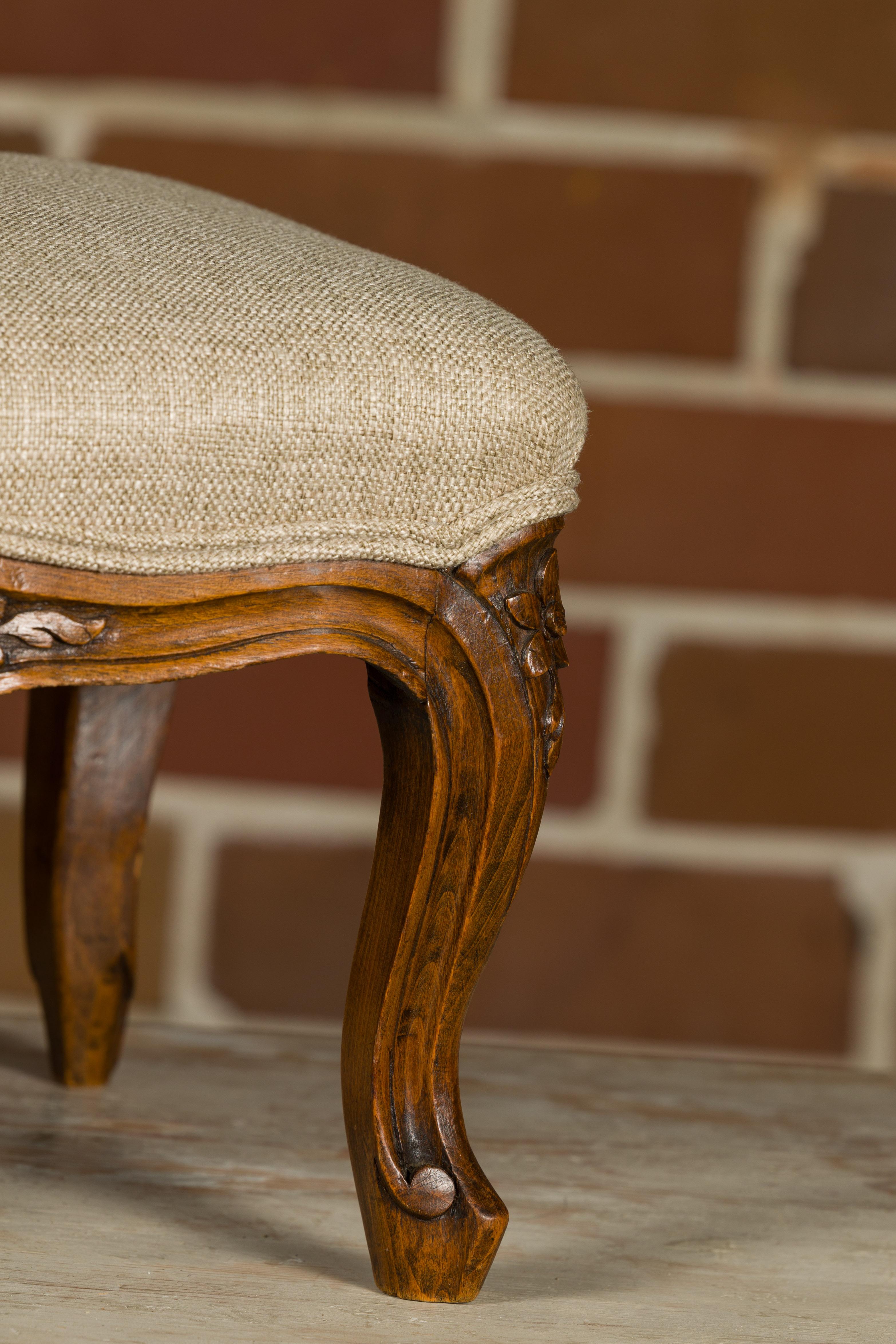 Louis XV Style 19th Century French Footstool with Carved Cabriole Legs For Sale 6