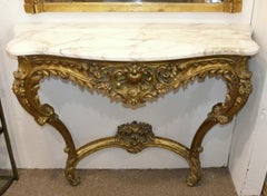 Louis XV Style 19th Century French Giltwood Console Table and Mirror Regency