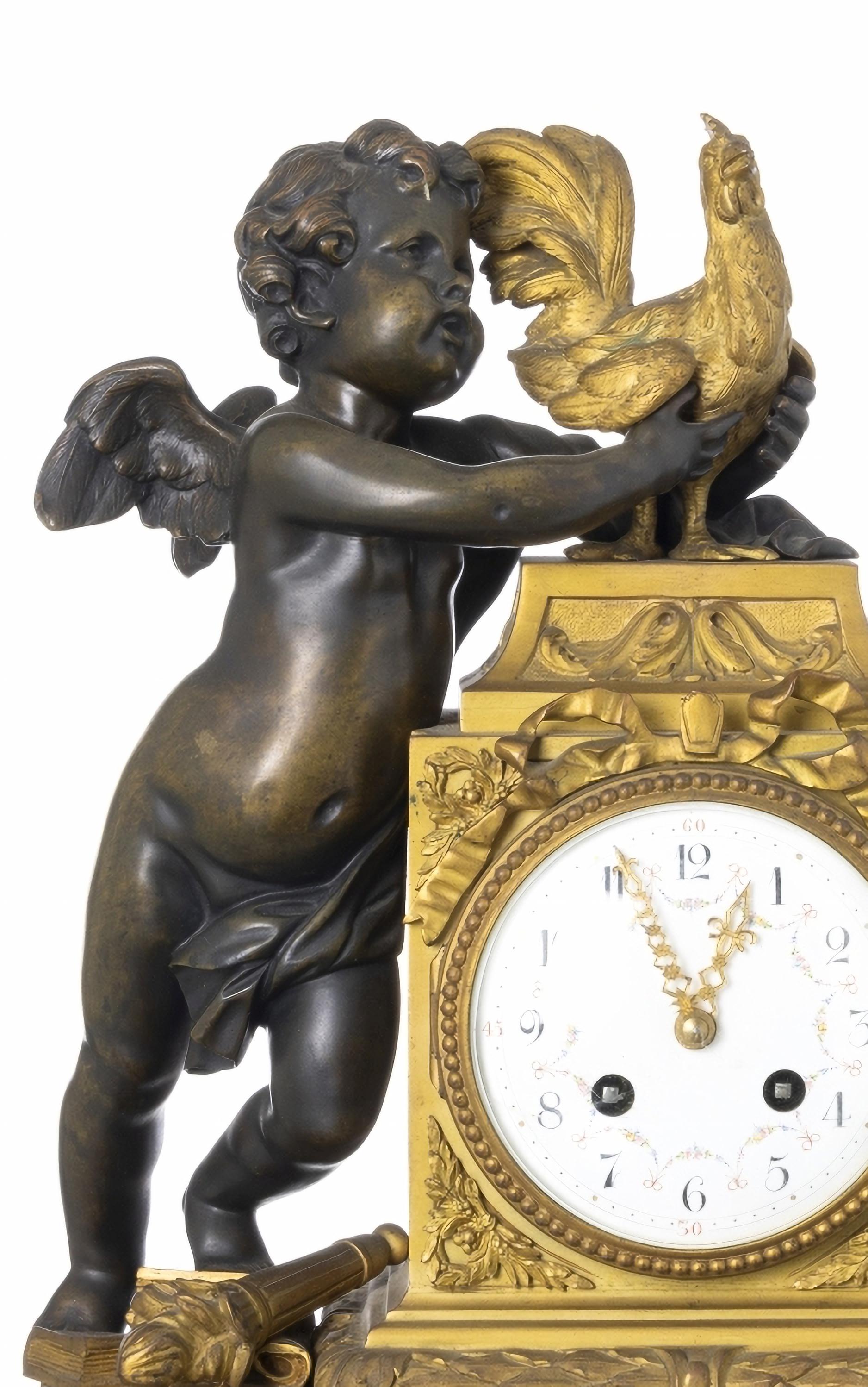 Français MANTEL CLOCK STYLE LOUIS XV du 19ème siècle en vente