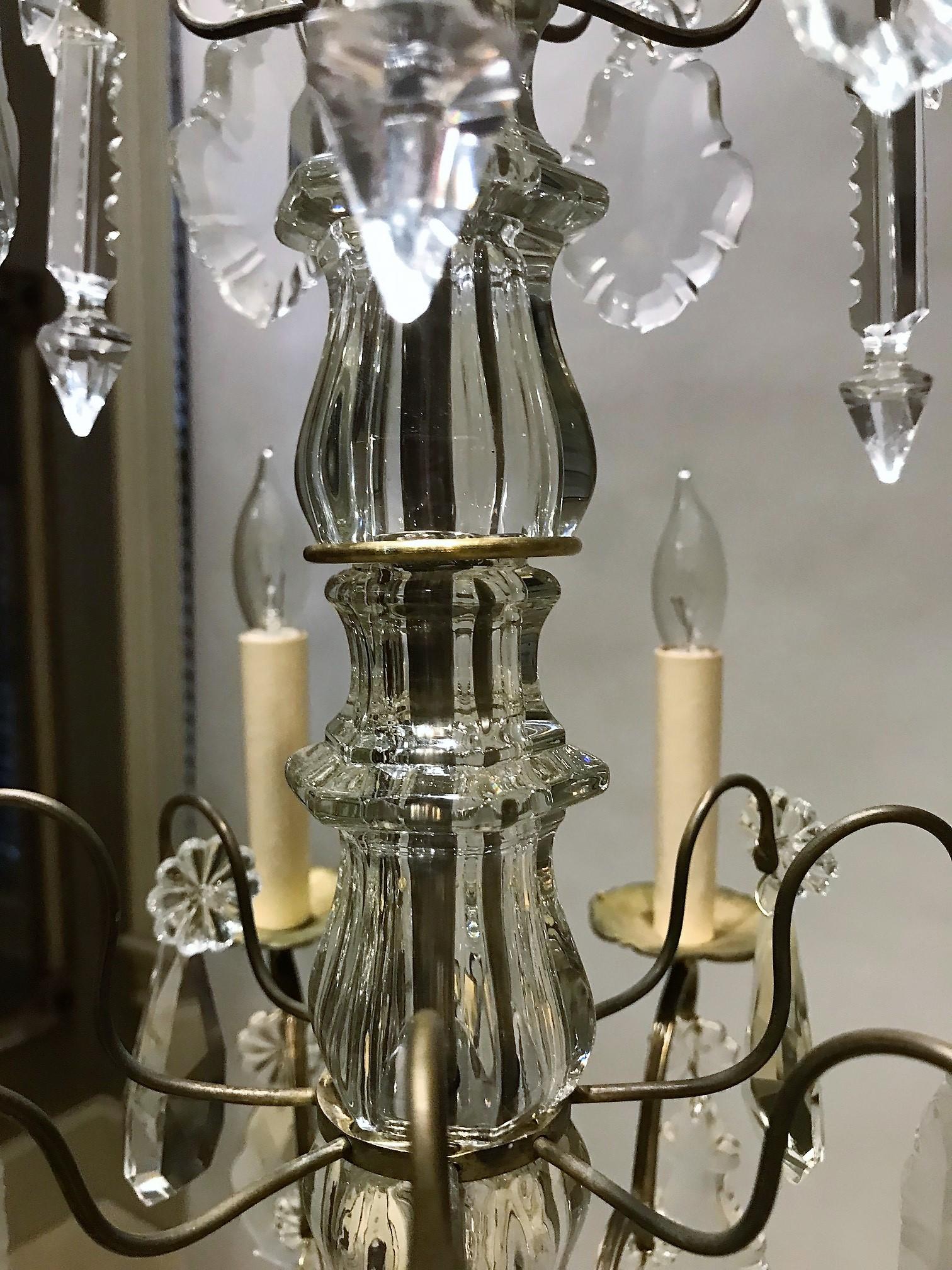 Louis XV Style 8-Light Brass & Crystal Chandelier, France, Circa:1900 1