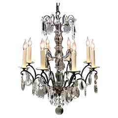 Louis XV Style 8-Light Brass & Crystal Chandelier, France, Circa:1900