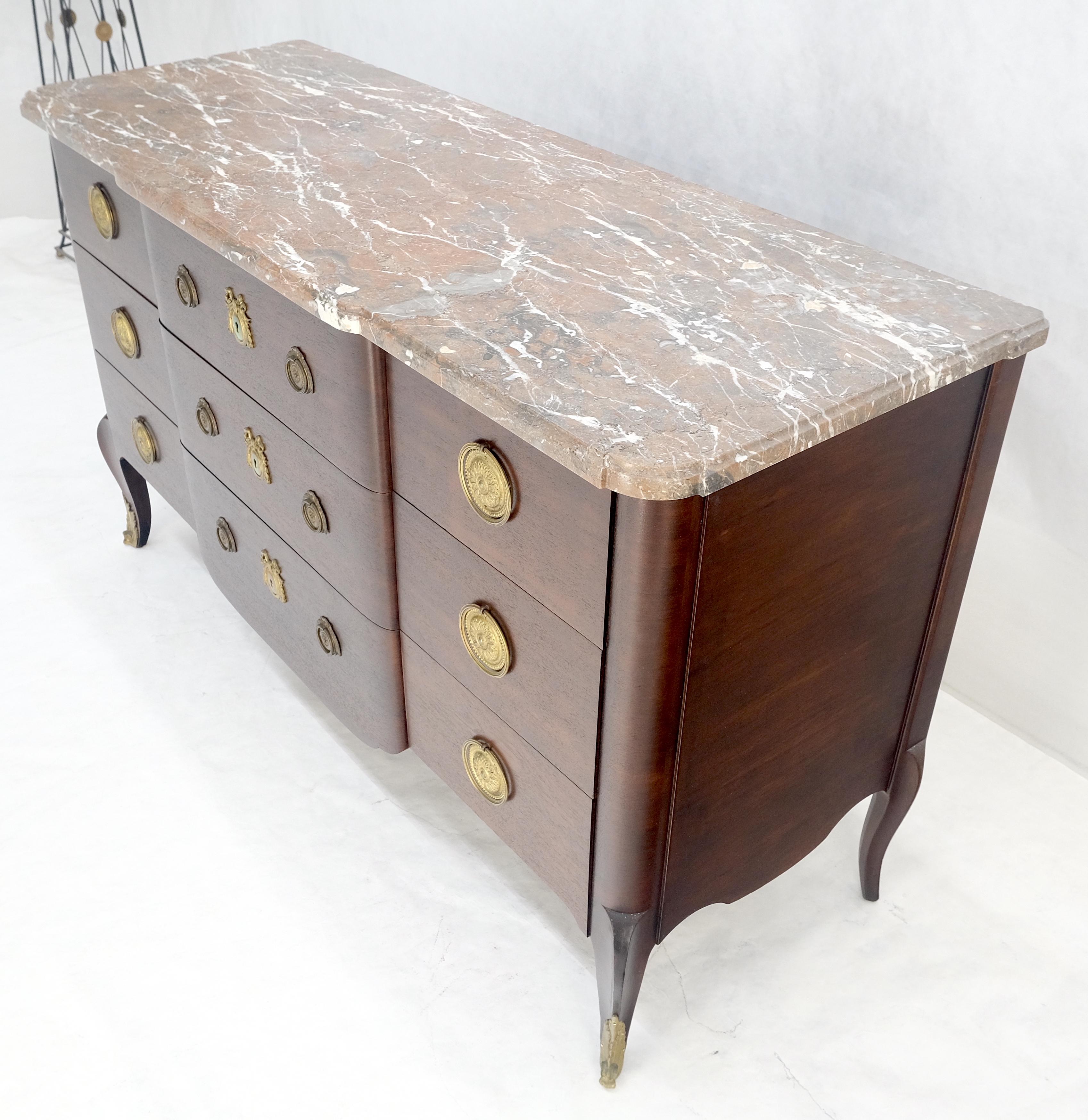 Louis XV Stil 9 Schubladen Marmorplatte Messing Ormolu Französisch Kommode MINT im Angebot 4