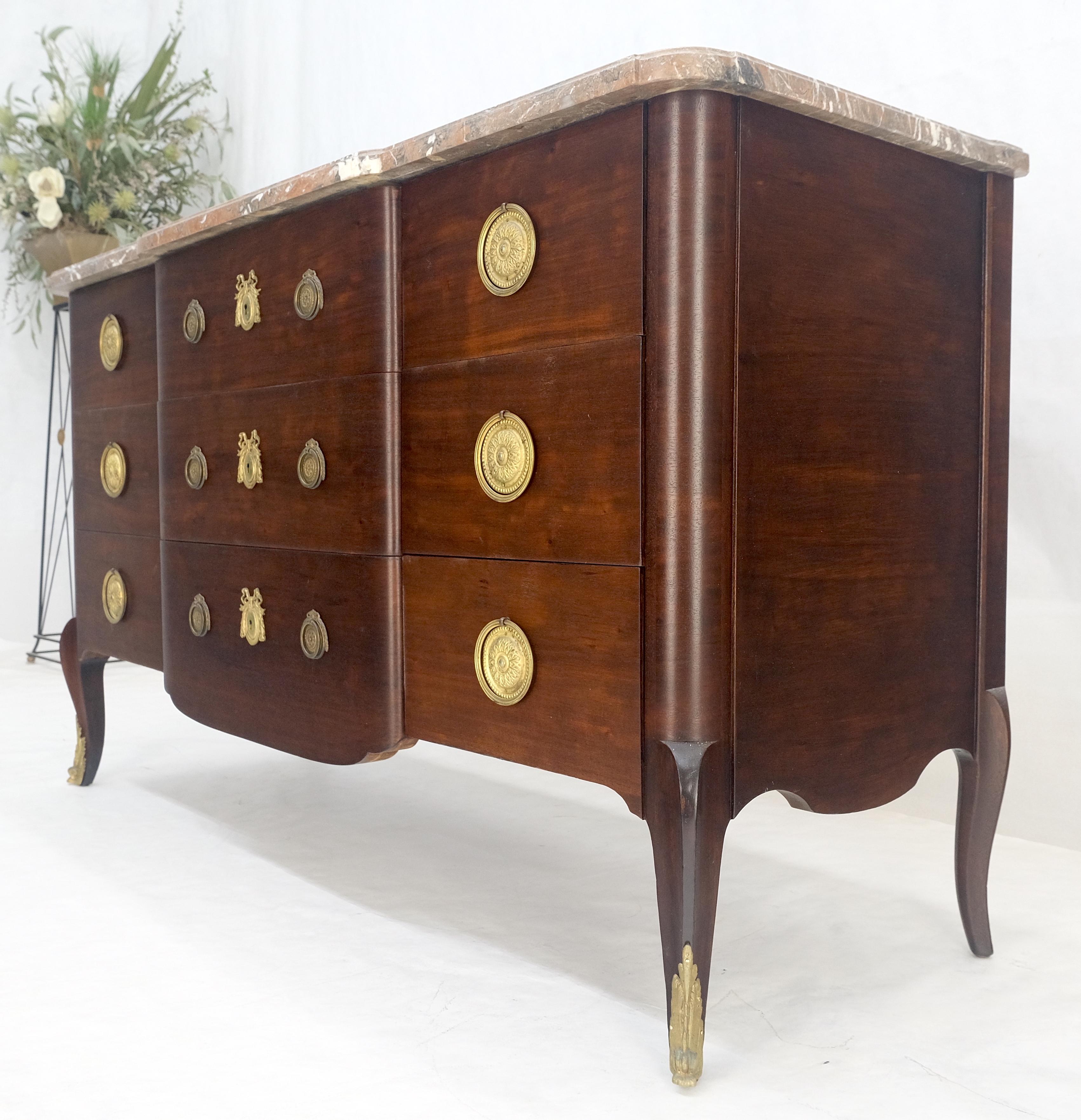 Louis XV Stil 9 Schubladen Marmorplatte Messing Ormolu Französisch Kommode MINT im Angebot 5