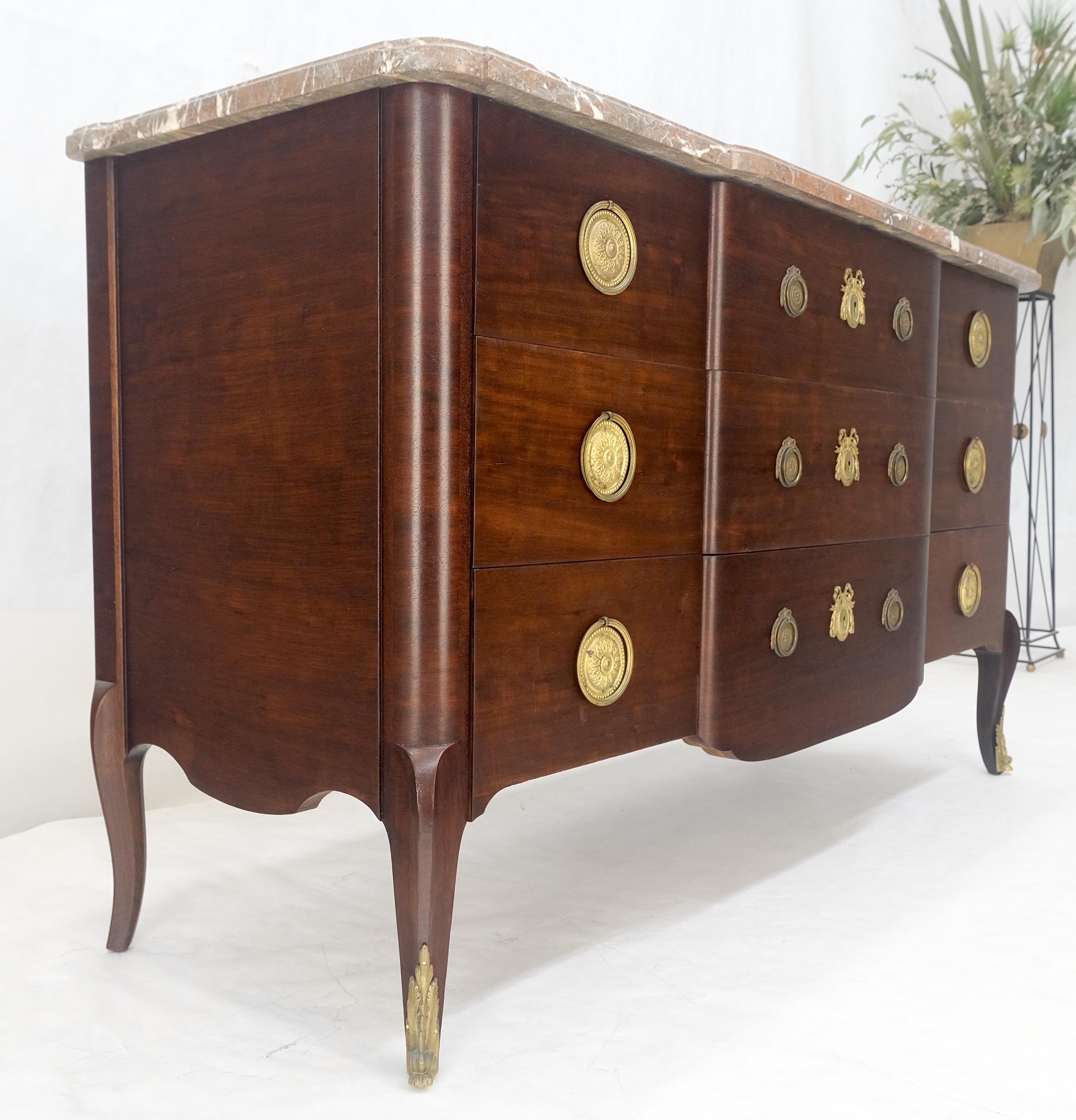 Louis XV Stil 9 Schubladen Marmorplatte Messing Ormolu Französisch Kommode MINT im Angebot 6