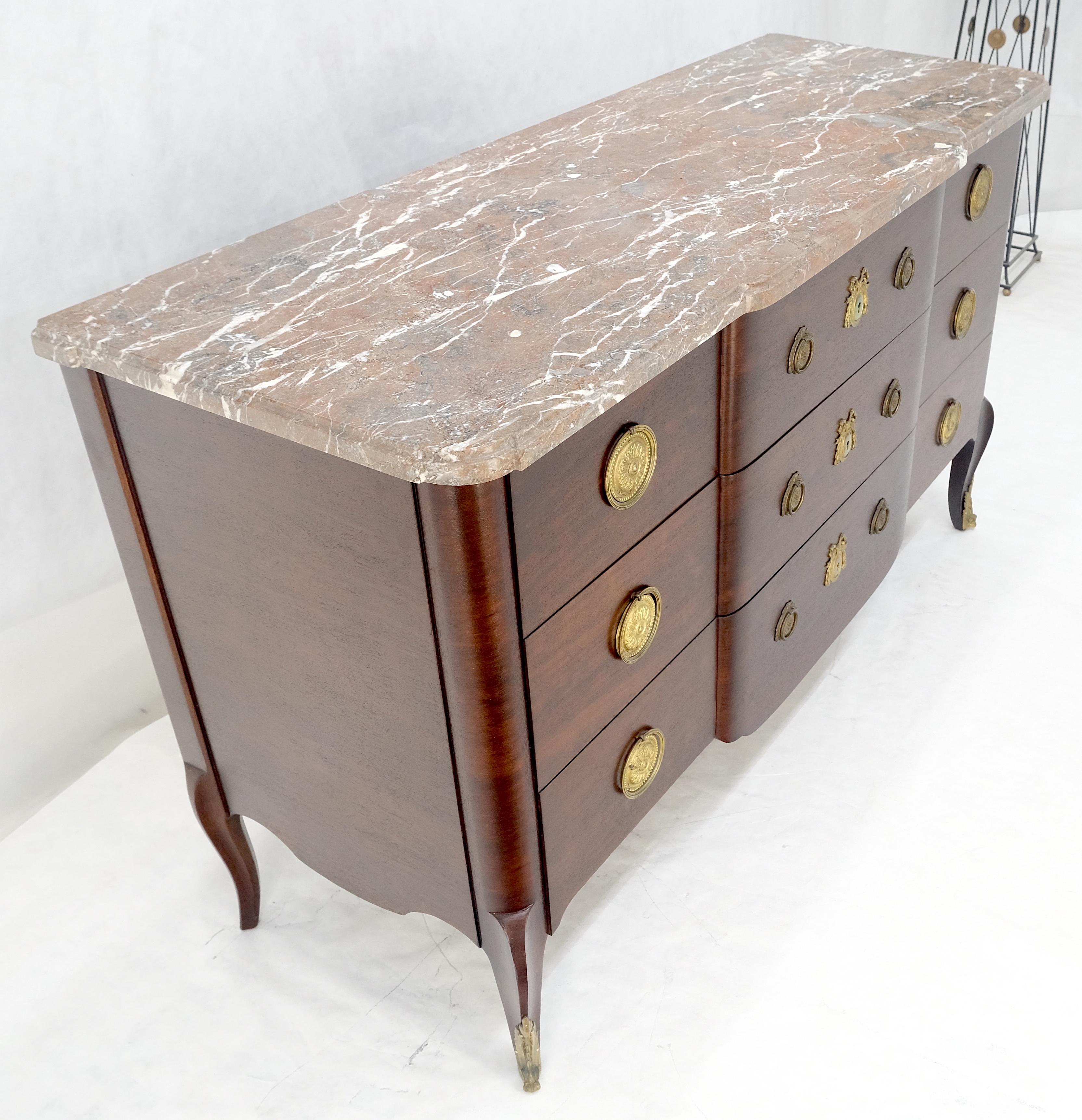 Louis XV Stil 9 Schubladen Marmorplatte Messing Ormolu Französisch Kommode MINT im Angebot 7
