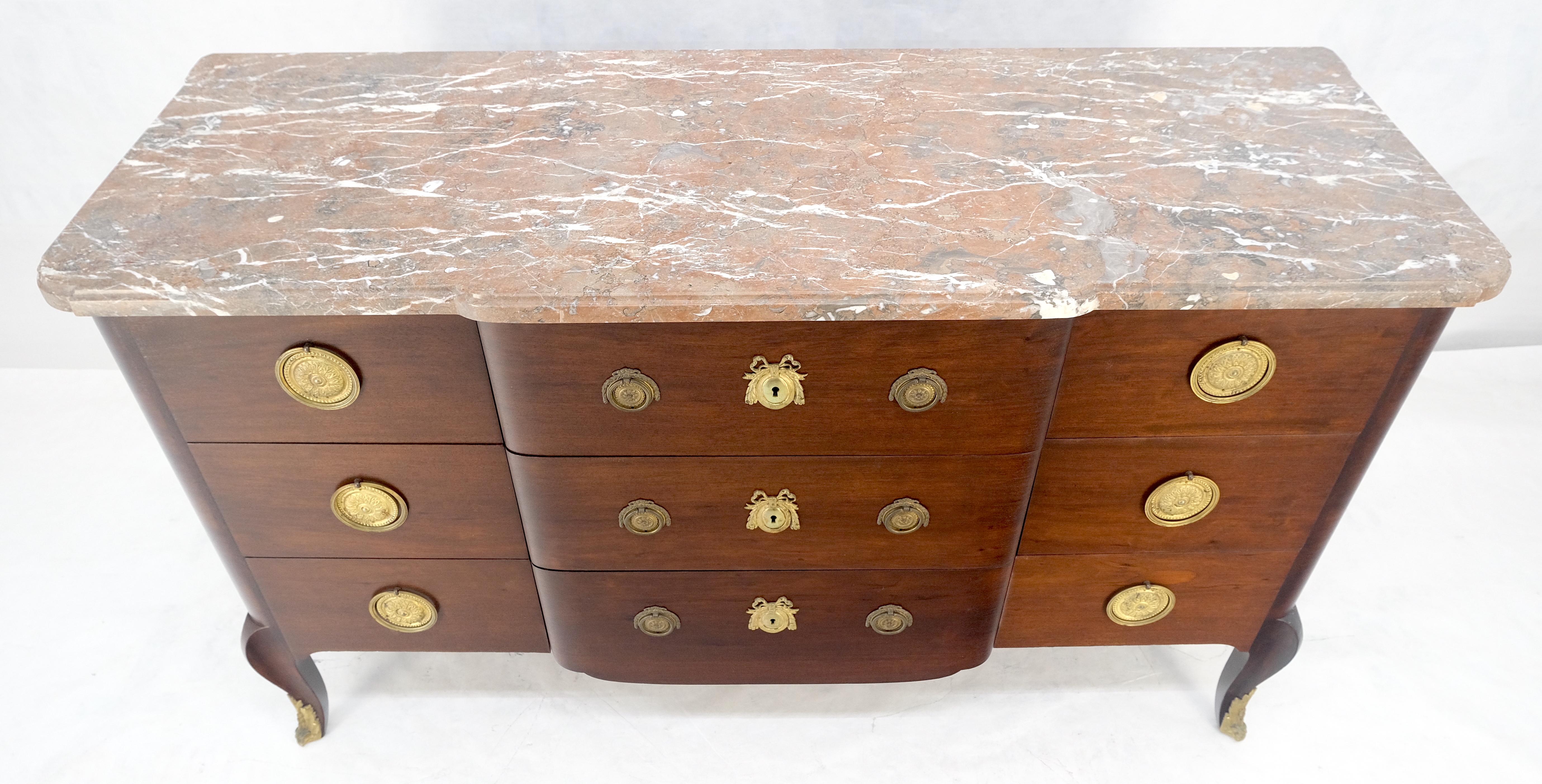 Louis XV Stil 9 Schubladen Marmorplatte Messing Ormolu Französisch Kommode MINT im Angebot 8