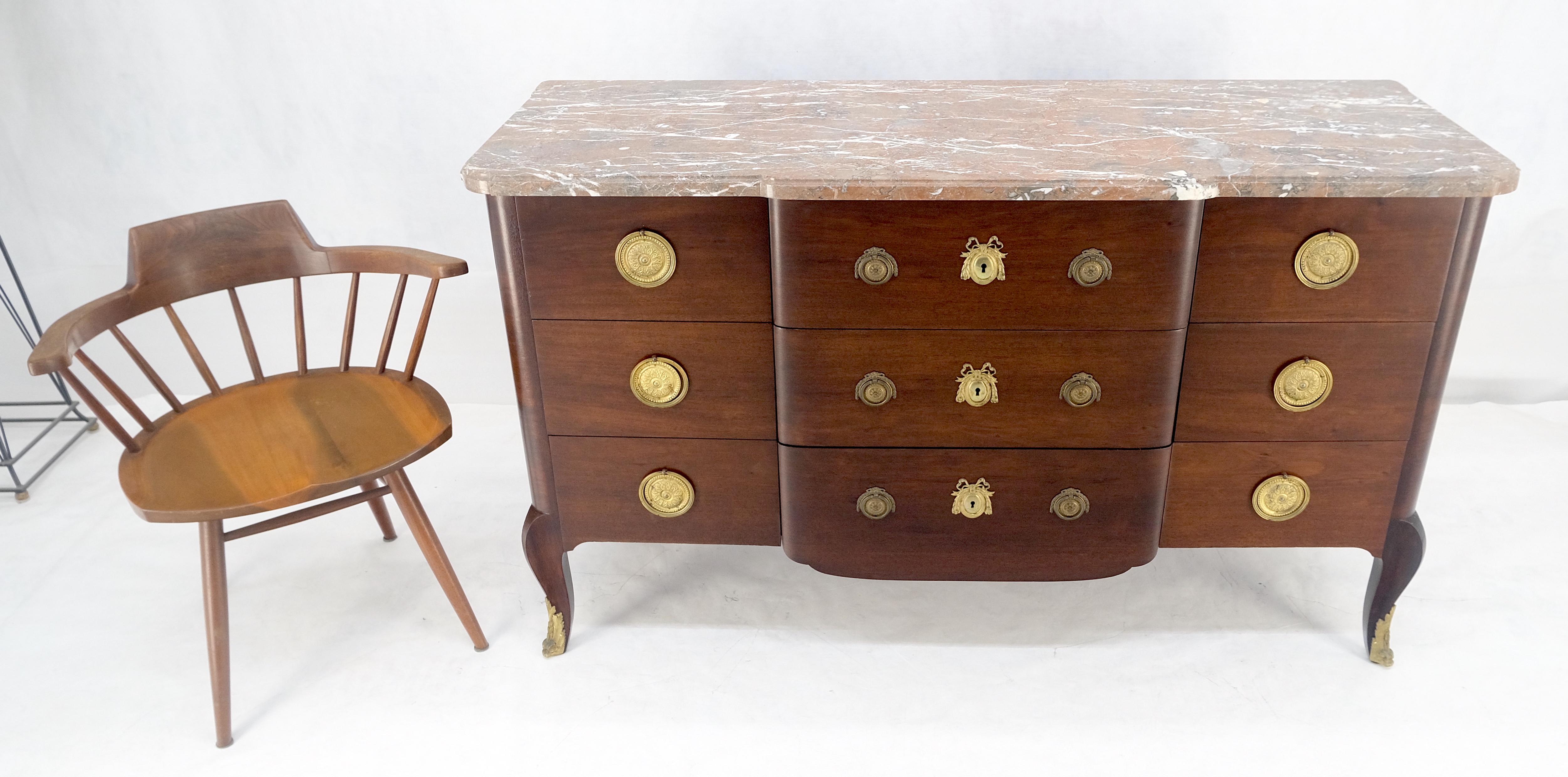Louis XV Stil 9 Schubladen Marmorplatte Messing Ormolu Französisch Kommode MINT (Louis XV.) im Angebot