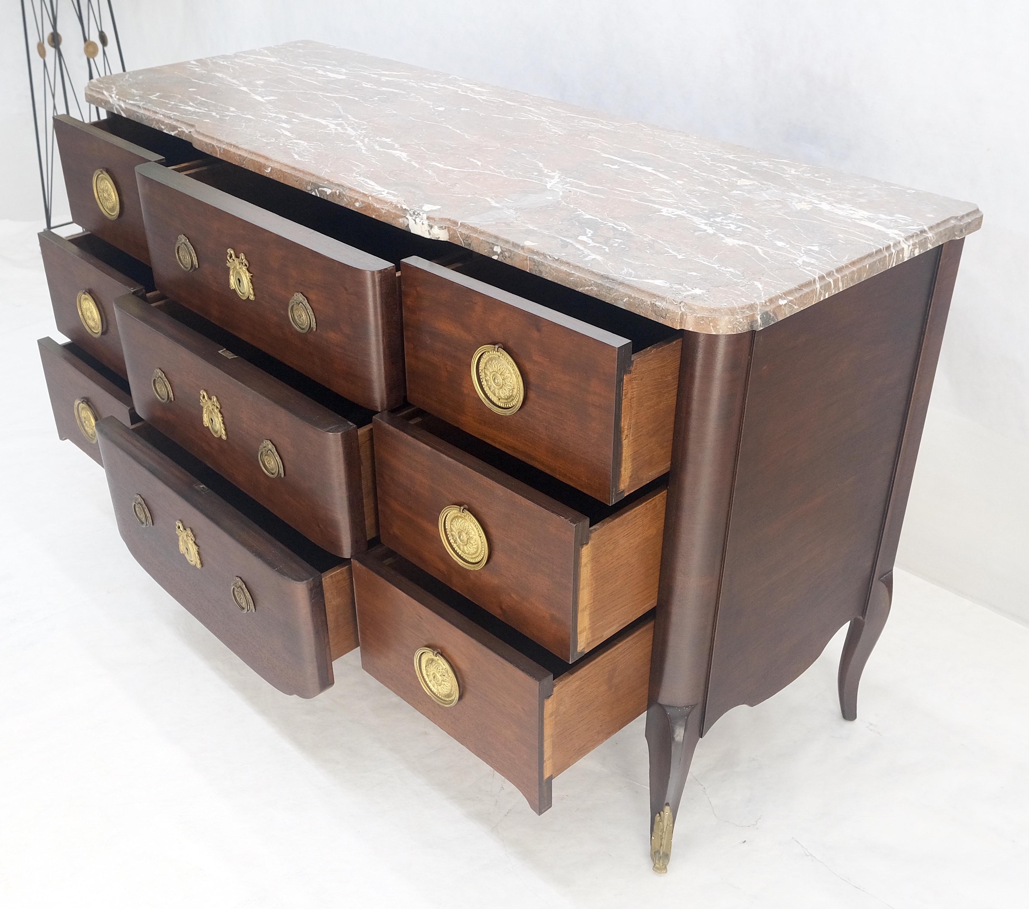 Louis XV Stil 9 Schubladen Marmorplatte Messing Ormolu Französisch Kommode MINT (19. Jahrhundert) im Angebot