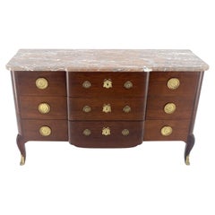 Louis XV Style 9 Drawers Marble Top Brass Ormolu French Dresser MINT