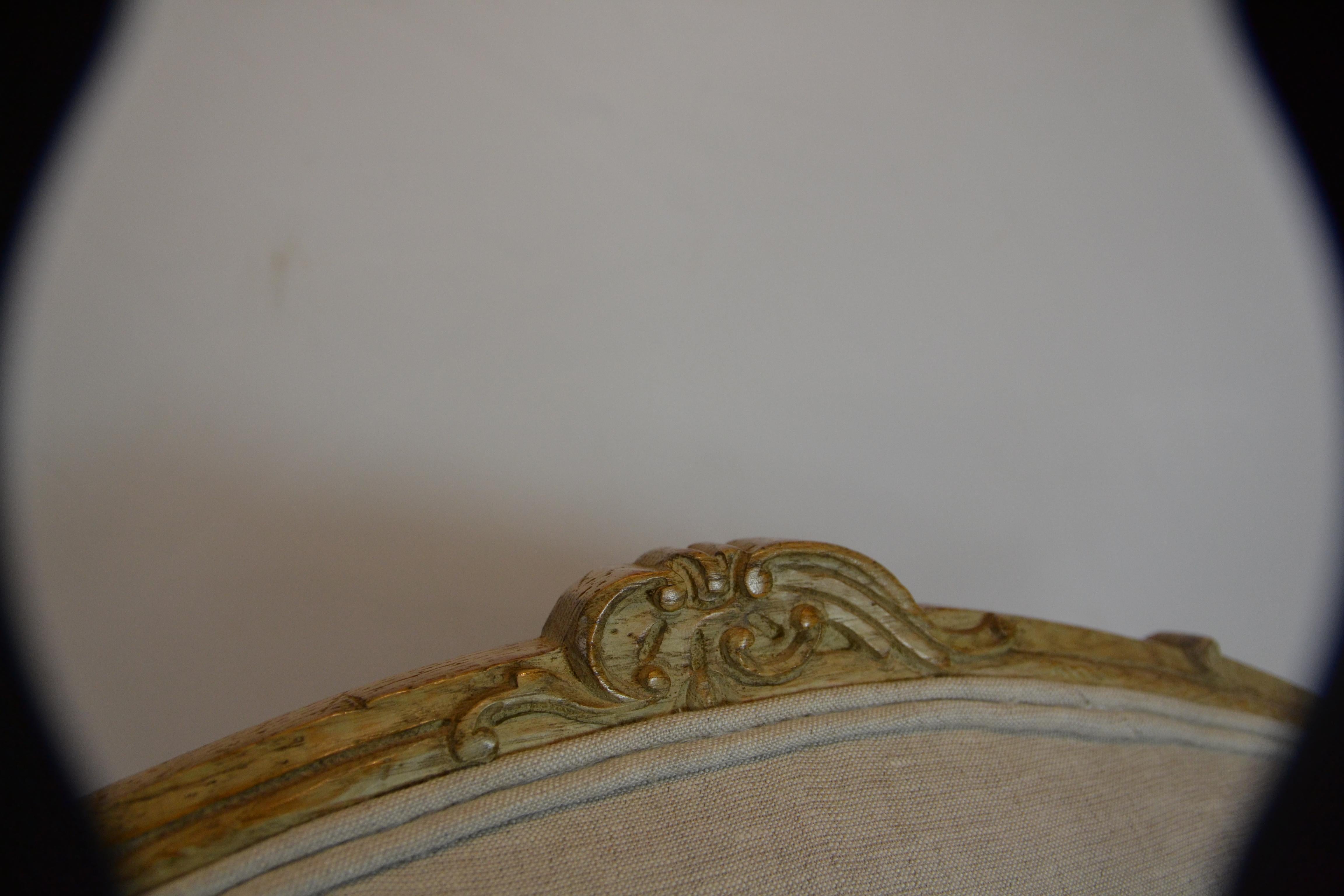 Linen Louis XV Style Accent Chair