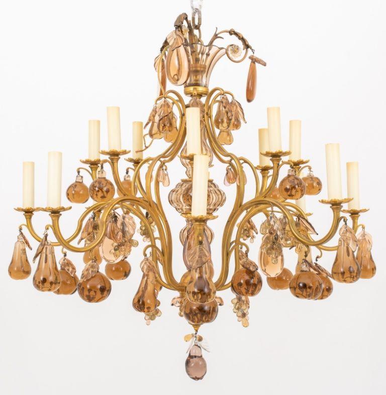 Louis XV Style Amber Glass 16 Light Chandelier For Sale 8
