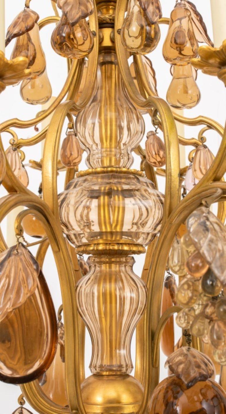 Louis XV Style Amber Glass 16 Light Chandelier For Sale 10