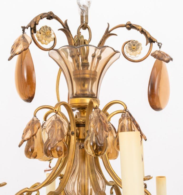 Lustre 16 feux de style Louis XV en verre ambré en vente 10