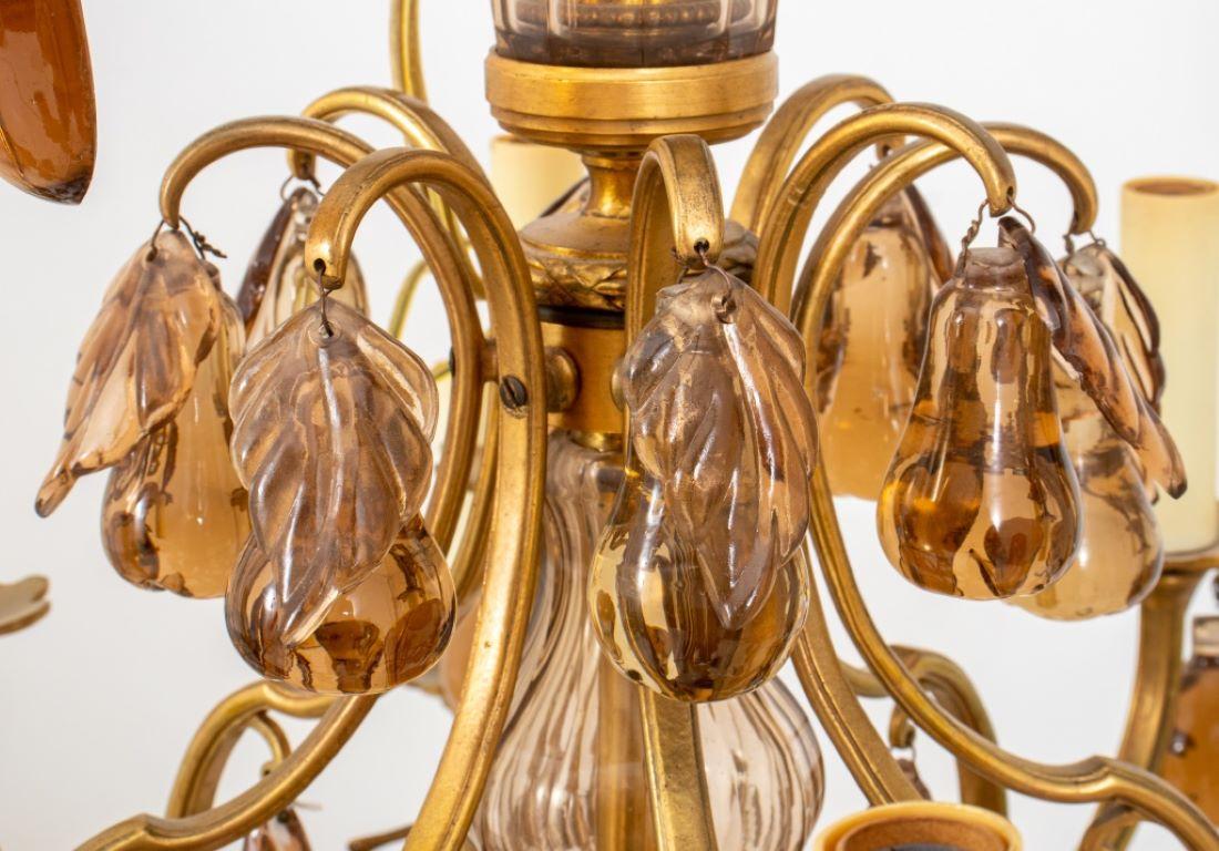 18th Century Louis XV Style Amber Glass 16 Light Chandelier For Sale