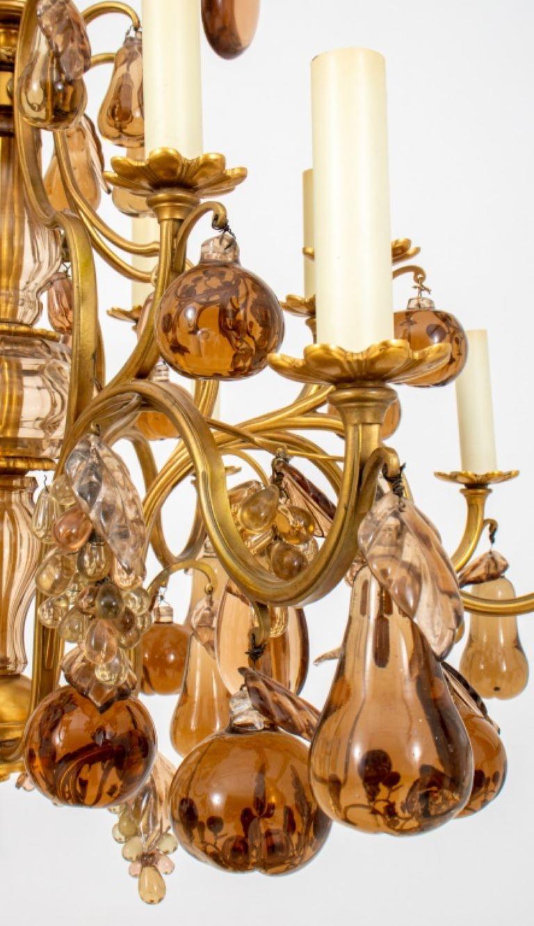 Louis XV Style Amber Glass 16 Light Chandelier For Sale 2