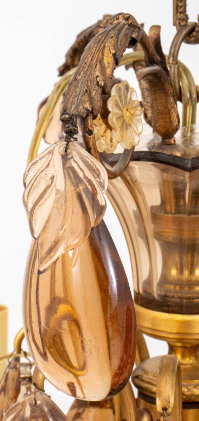 Lustre 16 feux de style Louis XV en verre ambré en vente 2
